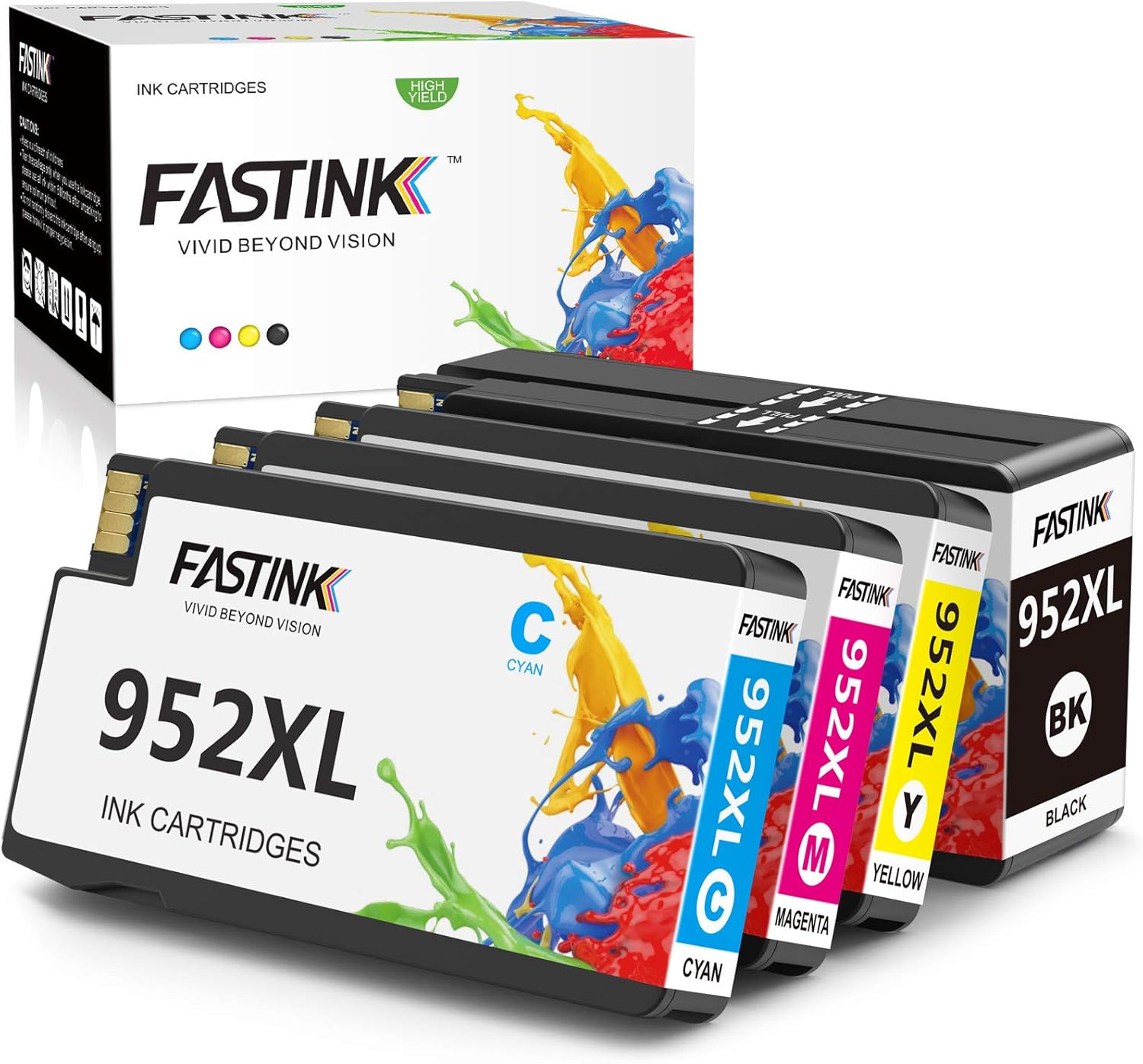FASTINK Compatible HP 952XL Ink Cartridges Combo Pack， High Yield， with Updated Chips ，Replacement for HP OfficeJet Pro 8710 8720 8740 8730 8728 8702 7720 8210 8715 8725 8216 Printer (4-Pack) Pack of 2