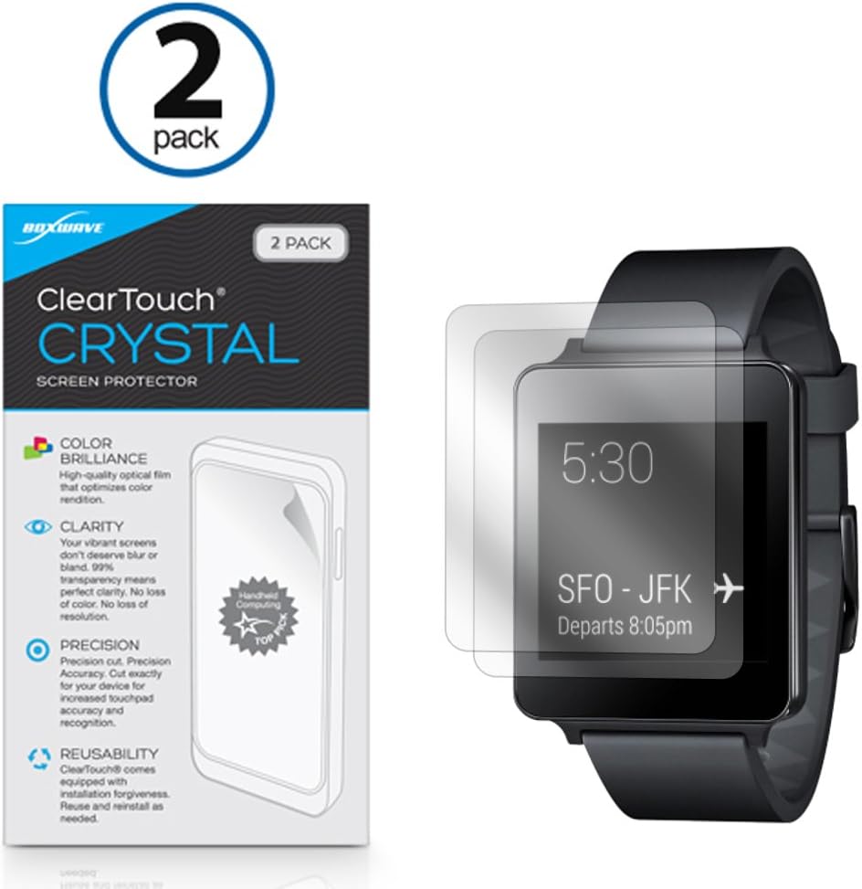 Screen Protector for LG G Watch W100 (Screen Protector by BoxWave) - ClearTouch Crystal (2-Pack), HD Film Skin - Shields from Scratches for LG G Watch W100