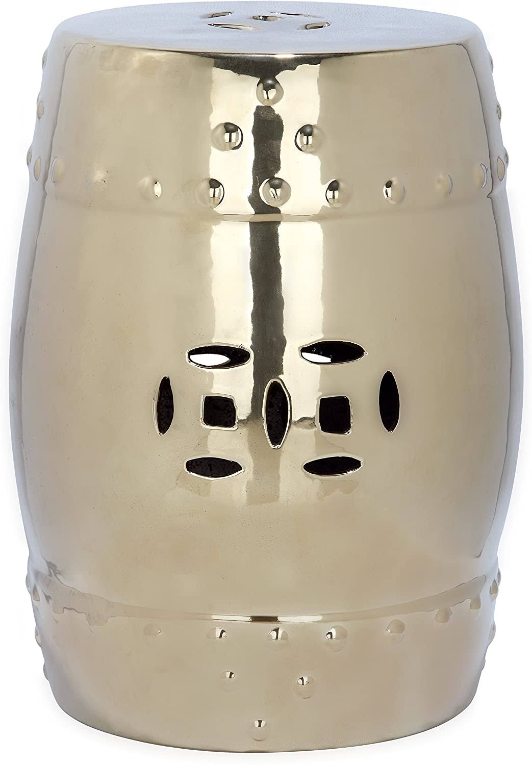 Safavieh Gold Modern Ming Garden Stool Gold EAC4516D