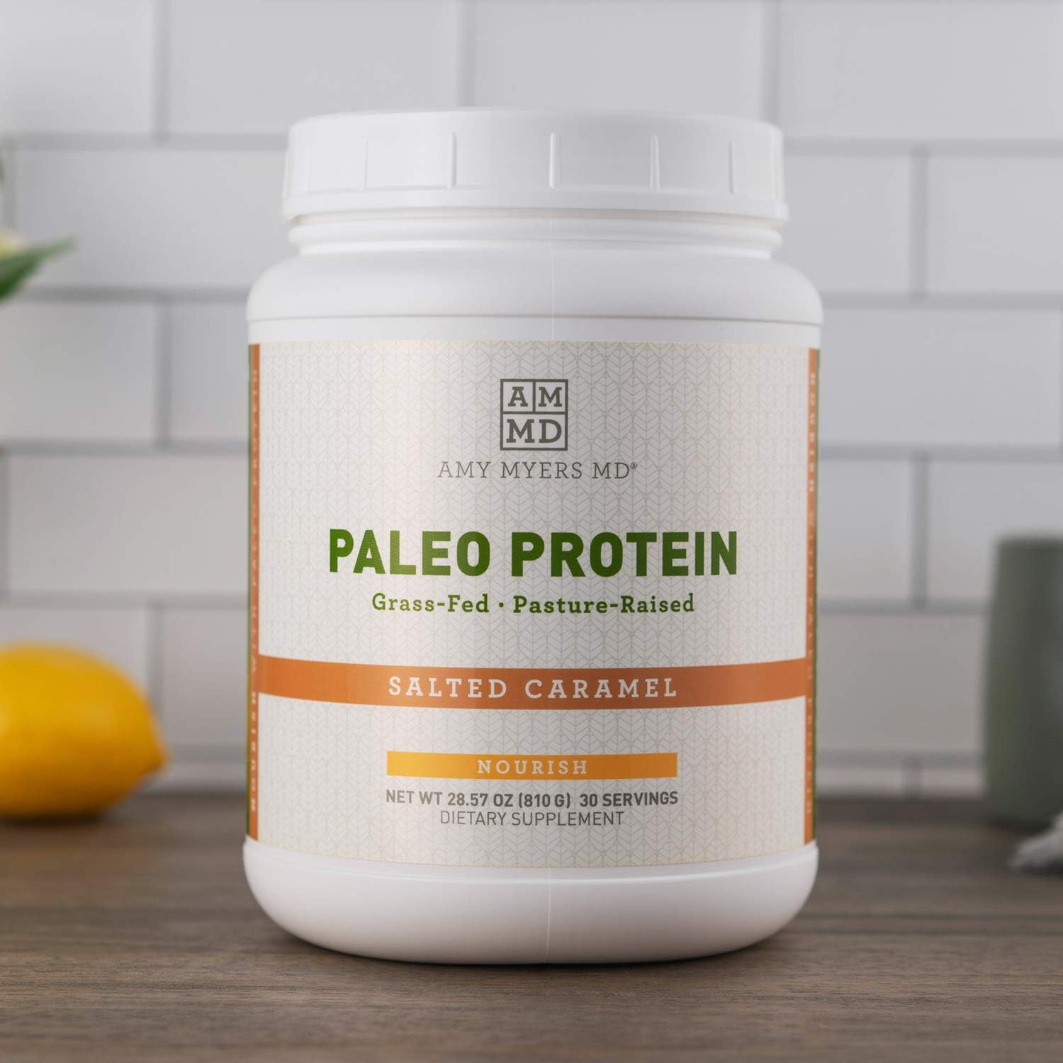 Paleo Protein Powder by Dr Amy Myers, Caramel Flavor – Clean Grass Fed, Pasture Raised Hormone Free Protein, Non-GMO, Gluten & Dairy Free – 21g Protein Per Serving – Salted Caramel Shake Pack of 2