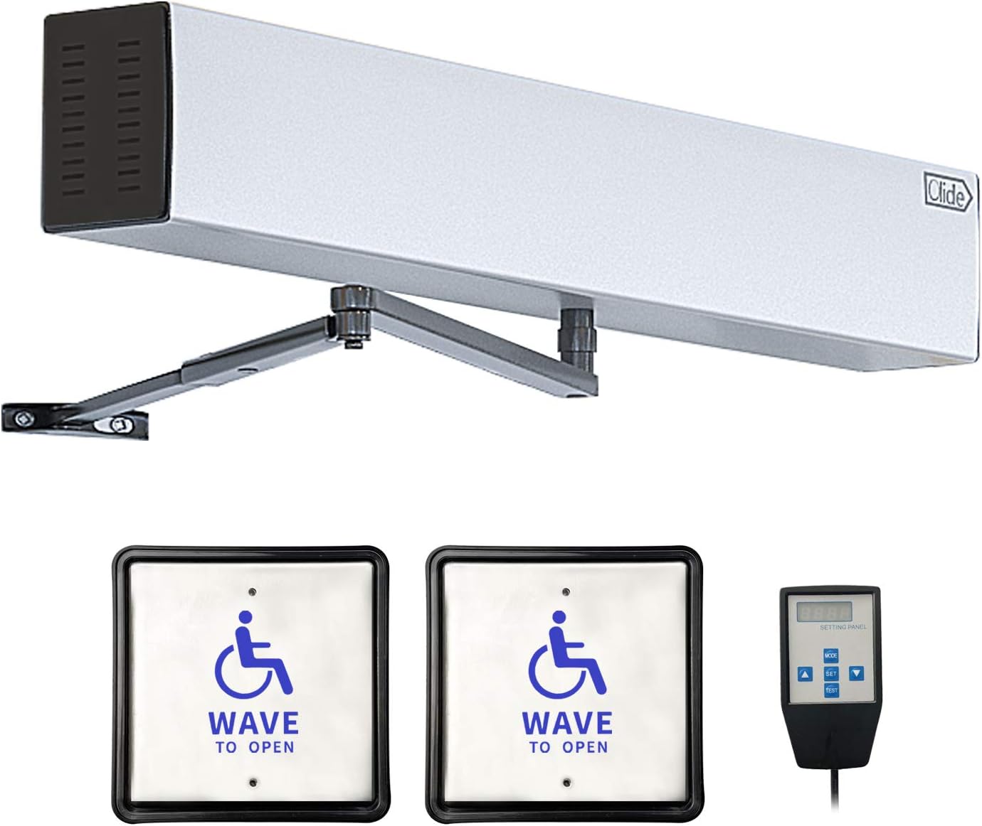 Handicap Door Opener, Pair with 2 Hardwired Touchless Capacitive Wave to 0pen Switches