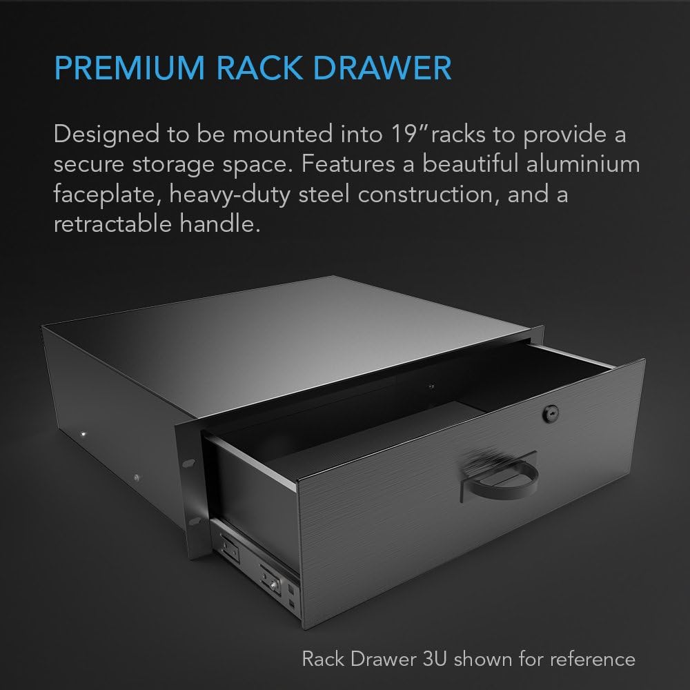 AC Infinity Rack Mount Drawer 4U with Aluminum Faceplate, with Lock and Key, for 19” Equipment Server AV DJ Cabinets Racks Pack of 2