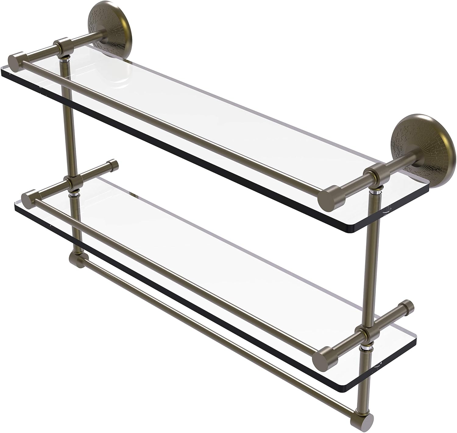 Allied Brass MC-2TB/16-GAL-BKM Mc 2 Tb Gal Inch Gallery Double Towel Bar Glass Shelf, 16 Inch, Matte Black