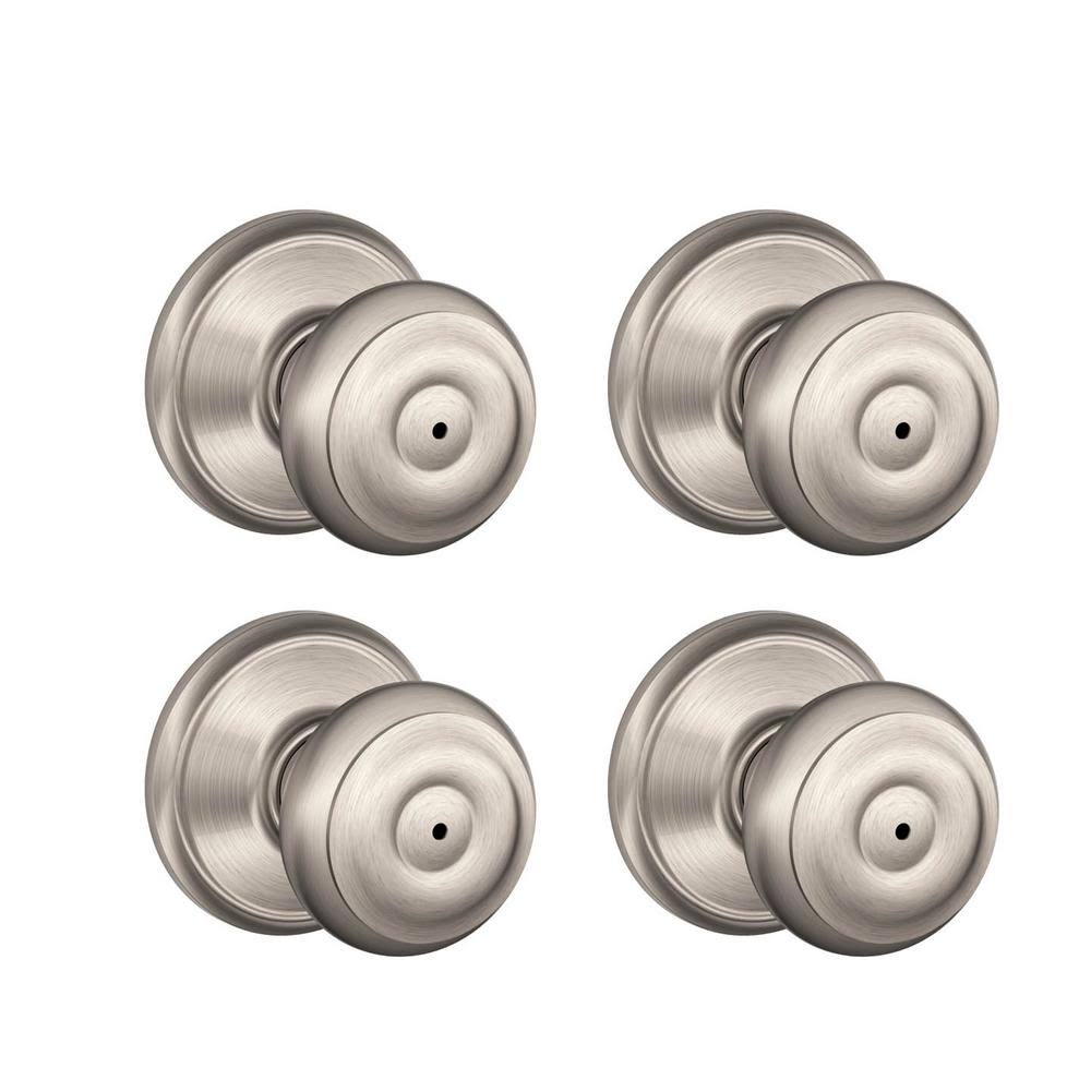 Schlage Georgian Satin Nickel Privacy Bed/Bath Door Knob (4-Pack)