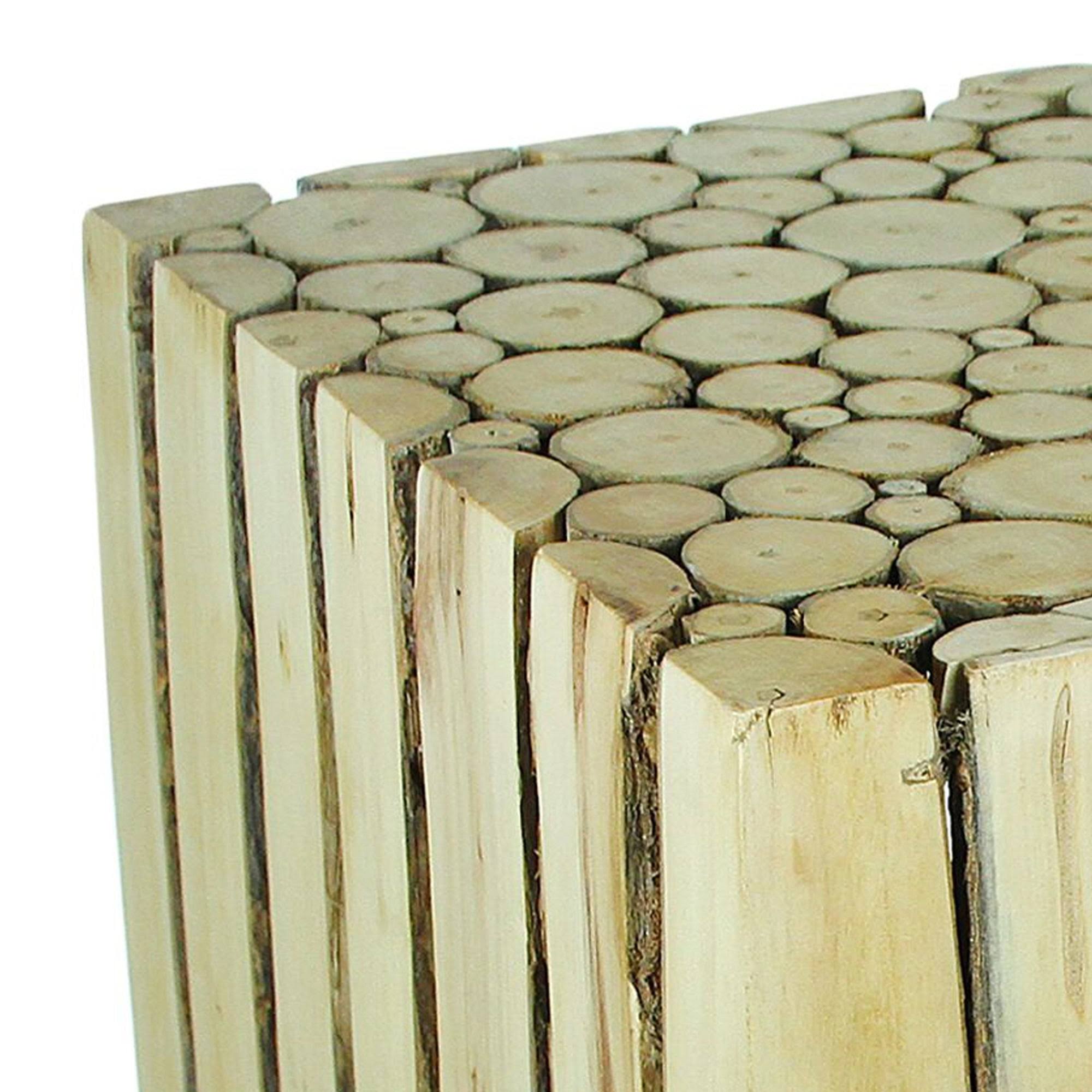 Square Shape Wooden Accent Stool with Stump Design, Brown, Small