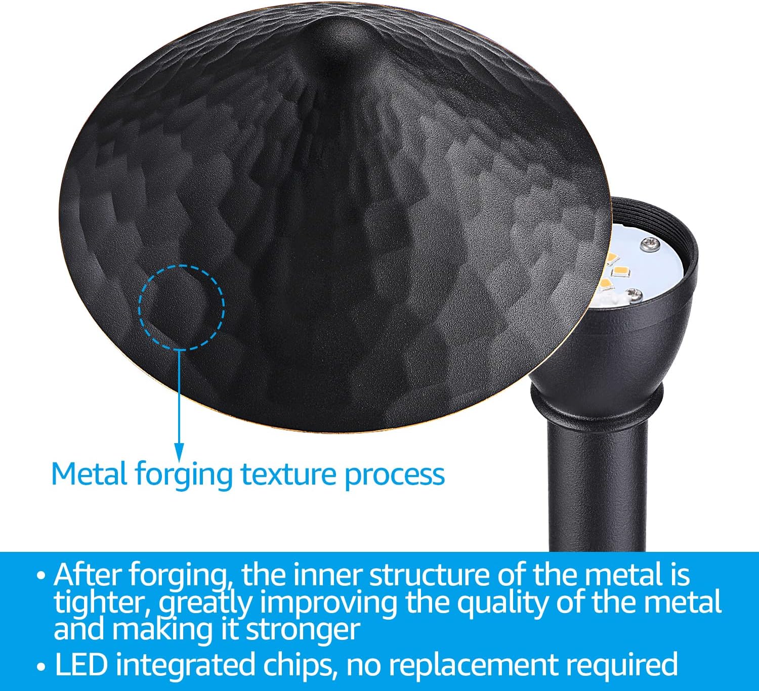 LEONLITE 12-Pack Low Voltage LED Landscape Pathway Lights, 12V 3W Path Lighting, CRI90, ETL, IP65 Waterproof, Gold Edged Black Aluminum Housing, 3000K Warm White