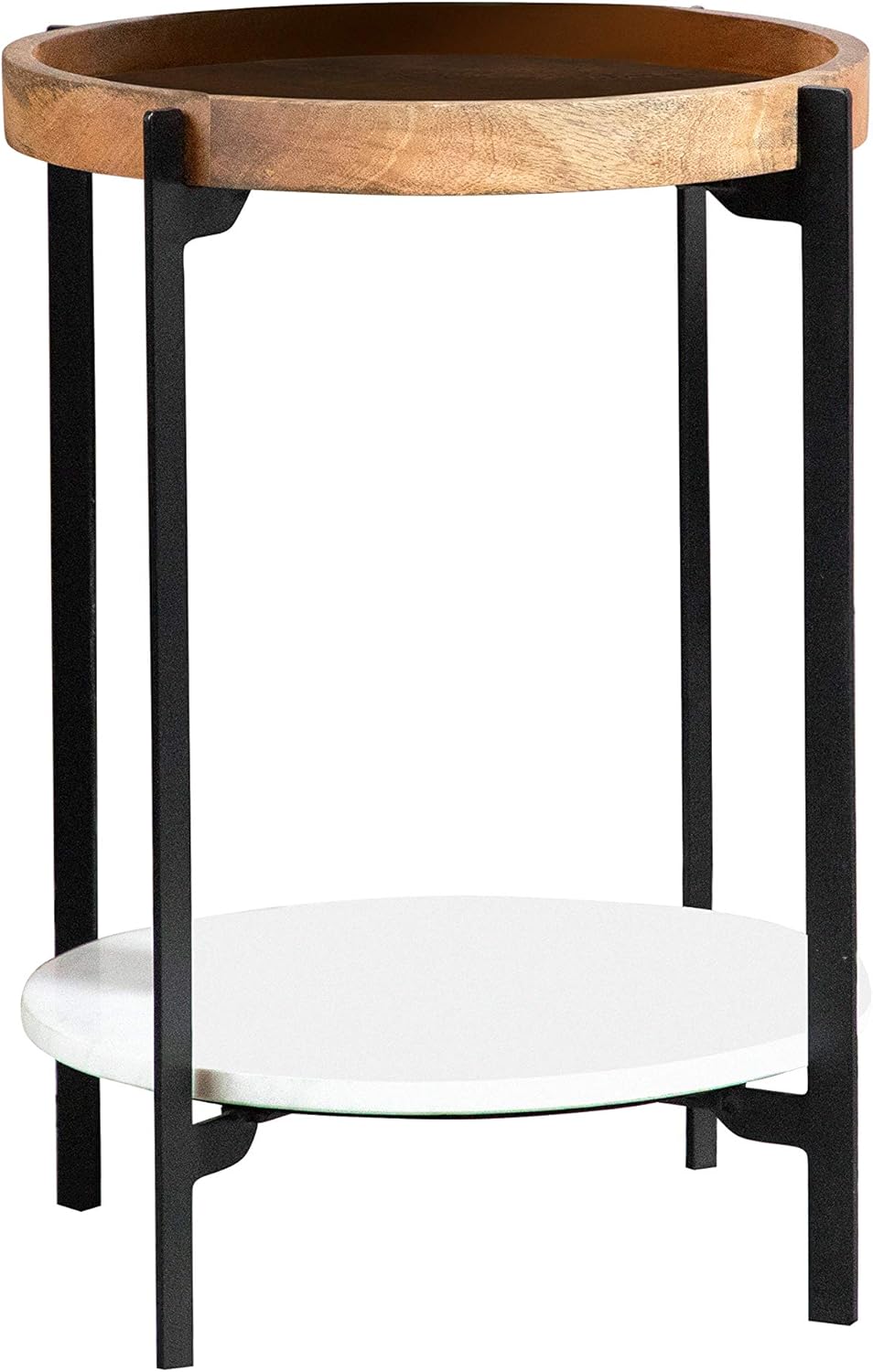 Coaster Home Furnishings Round Marble Shelf Natural and Black Accent Table