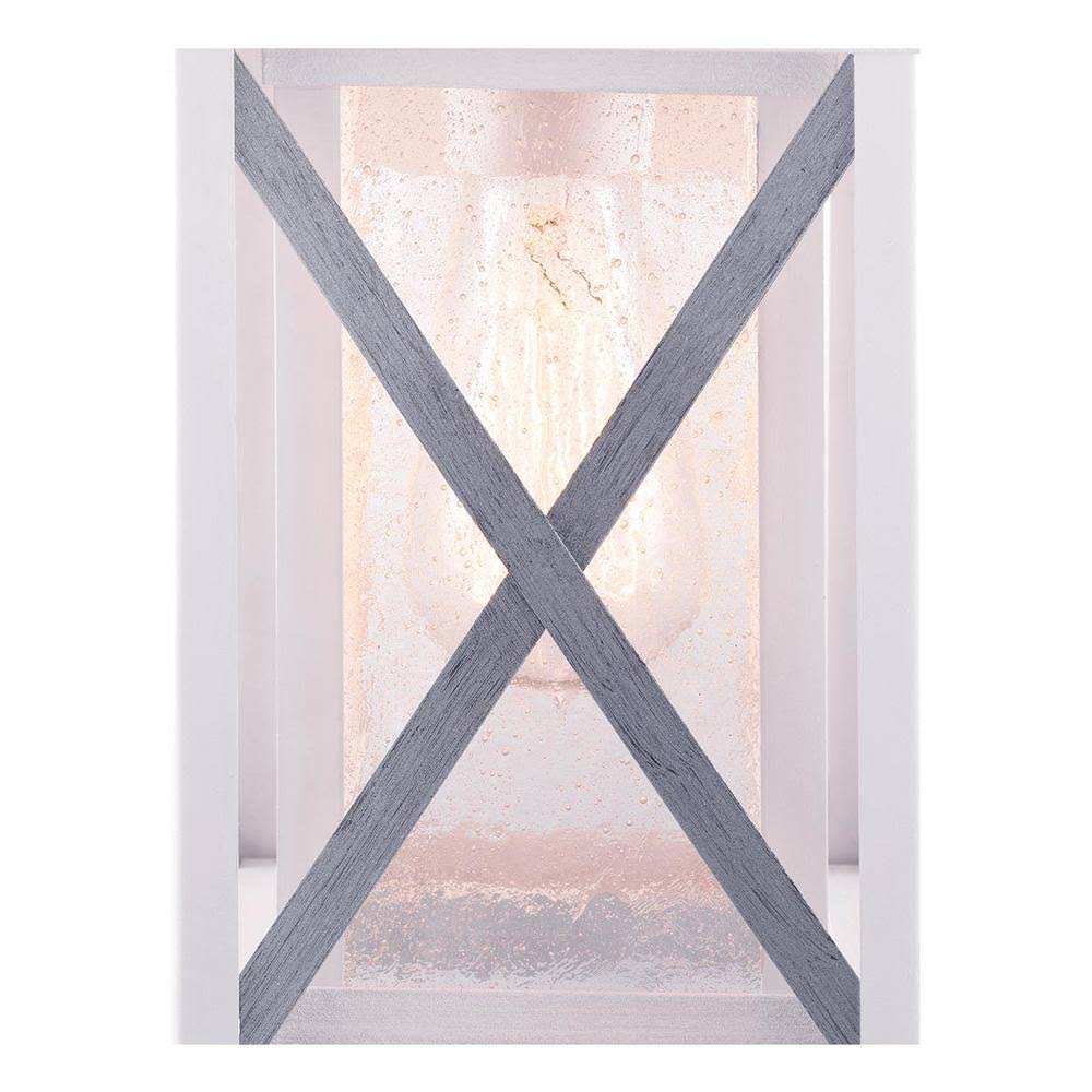 Progress Lighting Pendleton 1-Light Satin White 13.1 in. Outdoor Wall Lantern Sconce with Antique Silver Accents