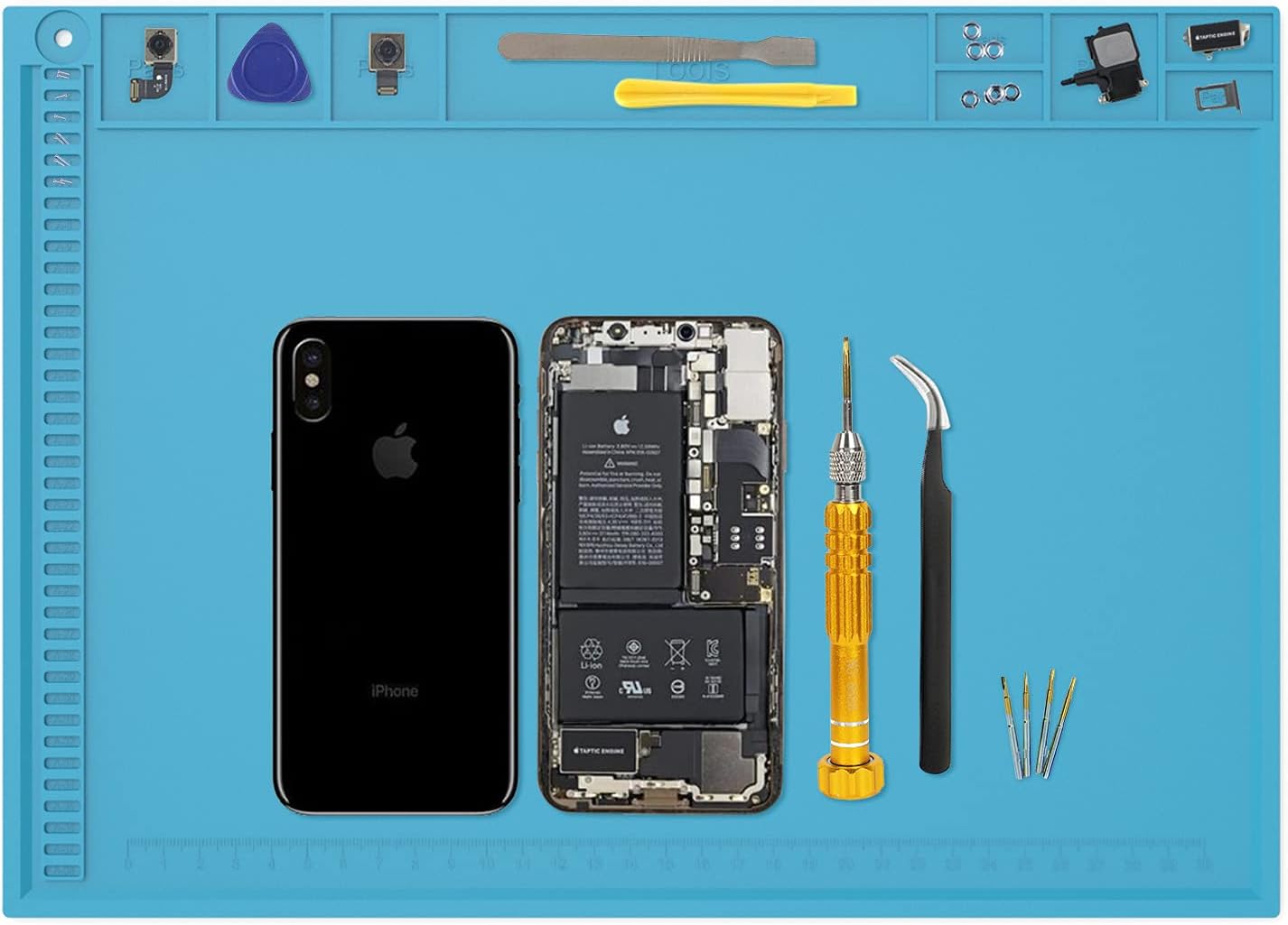 KooMall Large 36x24 Inch ESD Mat,Soldering Mat, Anti Static Mat for PC Building,Soldering,Repair ESD Sensitive Device,With ESD Grounding Plug Wrist Strap Bracelet Band Cord Wire, ESD Knowledge Printed