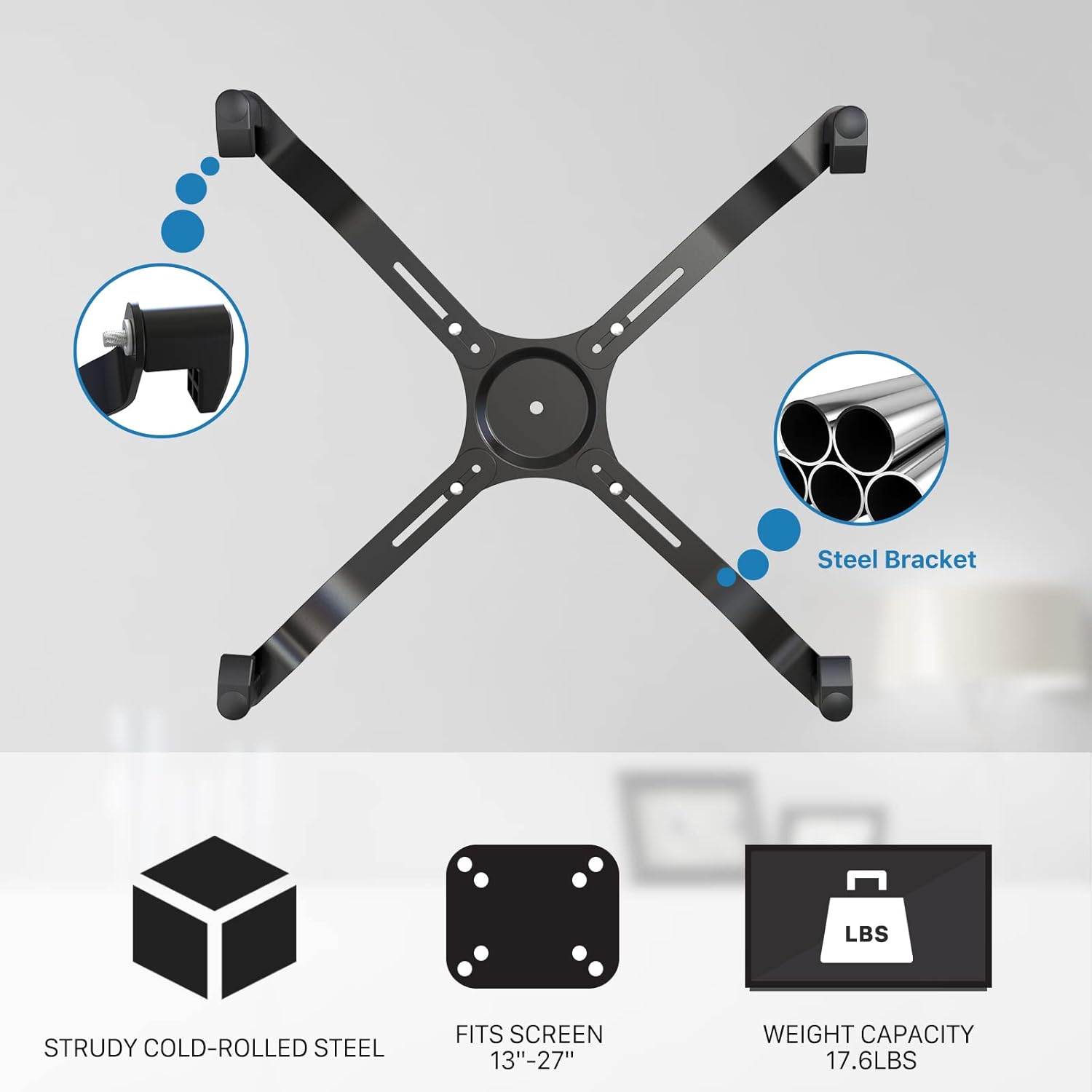 Joy Seeker Universal VESA Mount Adapter Fits 13 -27 inch Screens, Monitor Bracket Includes 4 Adjustable Knobs, Suitable for Nonporous Digit Display with 75X75/100X100mm VESA Plate, Black