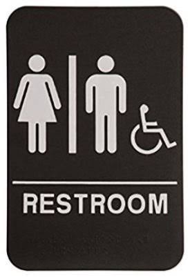 Rock Ridge Unisex Restroom Sign Black/White - ADA Compliant (24)