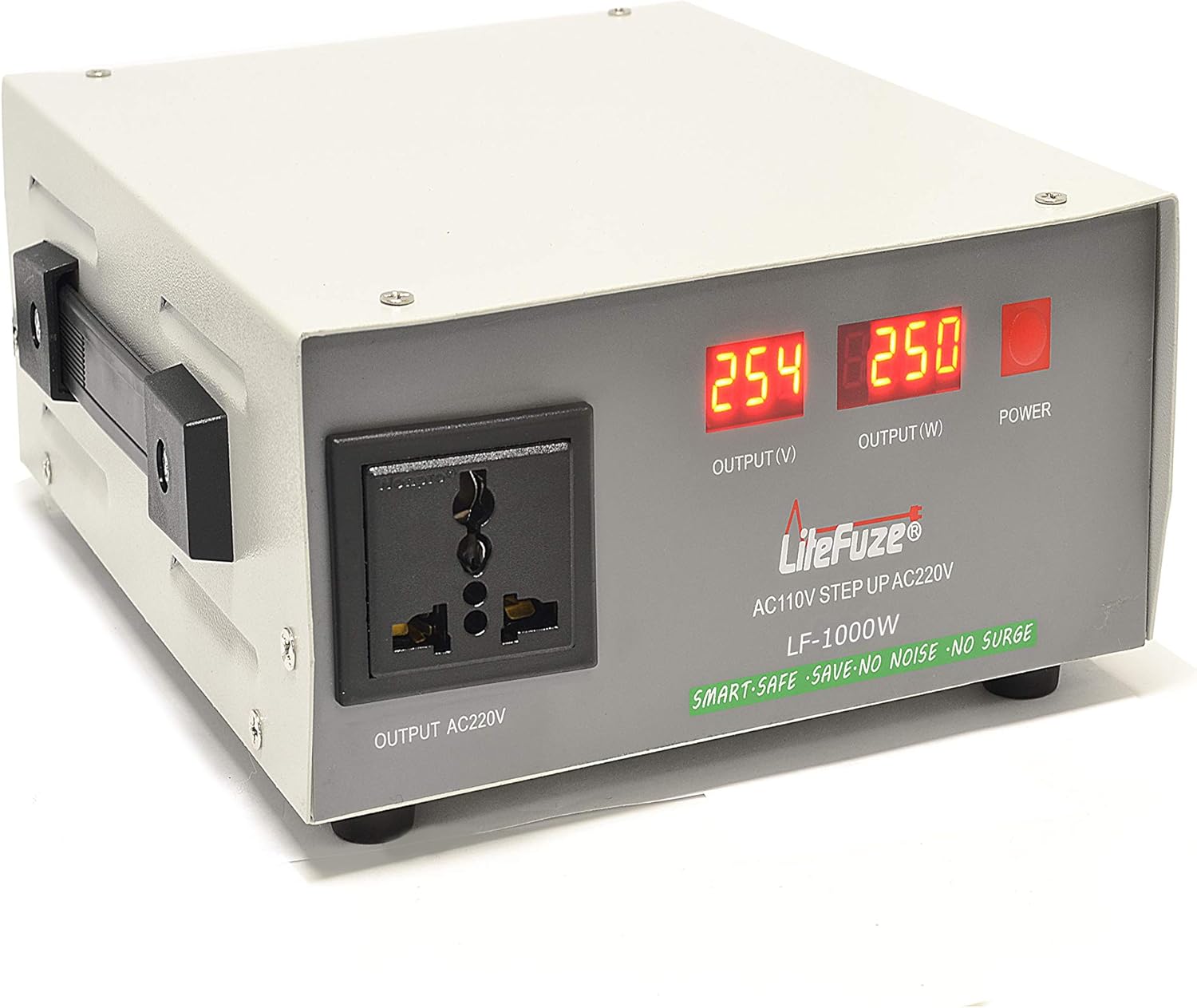 LiteFuze Voltage Converter LF-750 Step Up Transformer with Circuit Breaker Protection Heavy Duty with Wattage Detection Technology - Ultra Compact - Light Weight