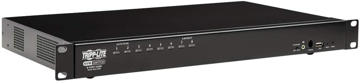 Tripp Lite KVM Switch, 8 Port HDMI USB with Audio and USB Sharing KVM Switch, 1U Rack Mount (B024-HU08)