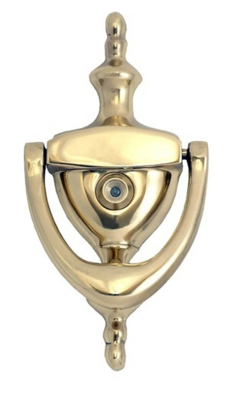 Brass Accents A07-K6551-PVD 6 in. Lifetime Polished Brass Traditional Door Knocker with Eyeviewer