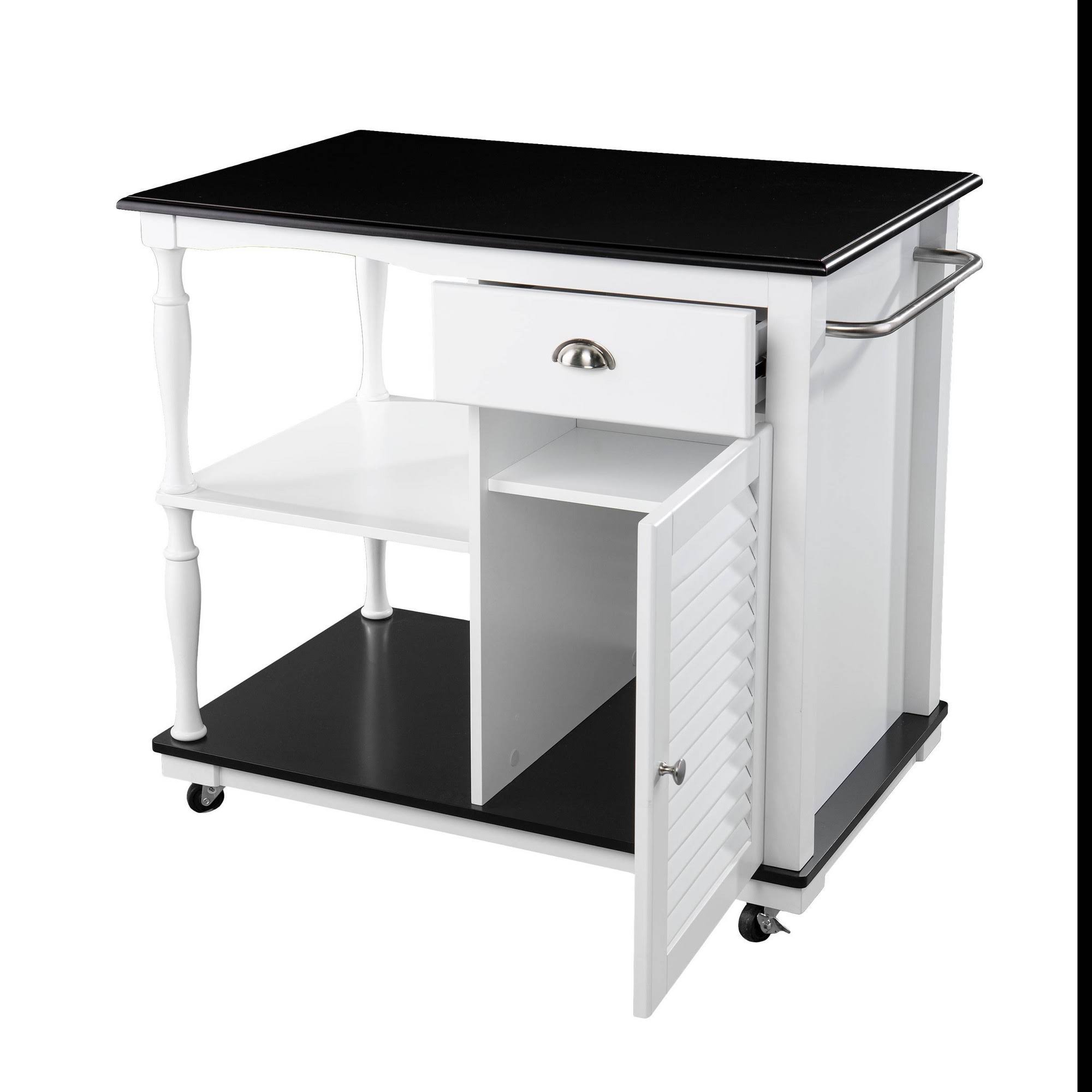 Denrard Rolling Kitchen Island with Storage White/Black - Aiden Lane