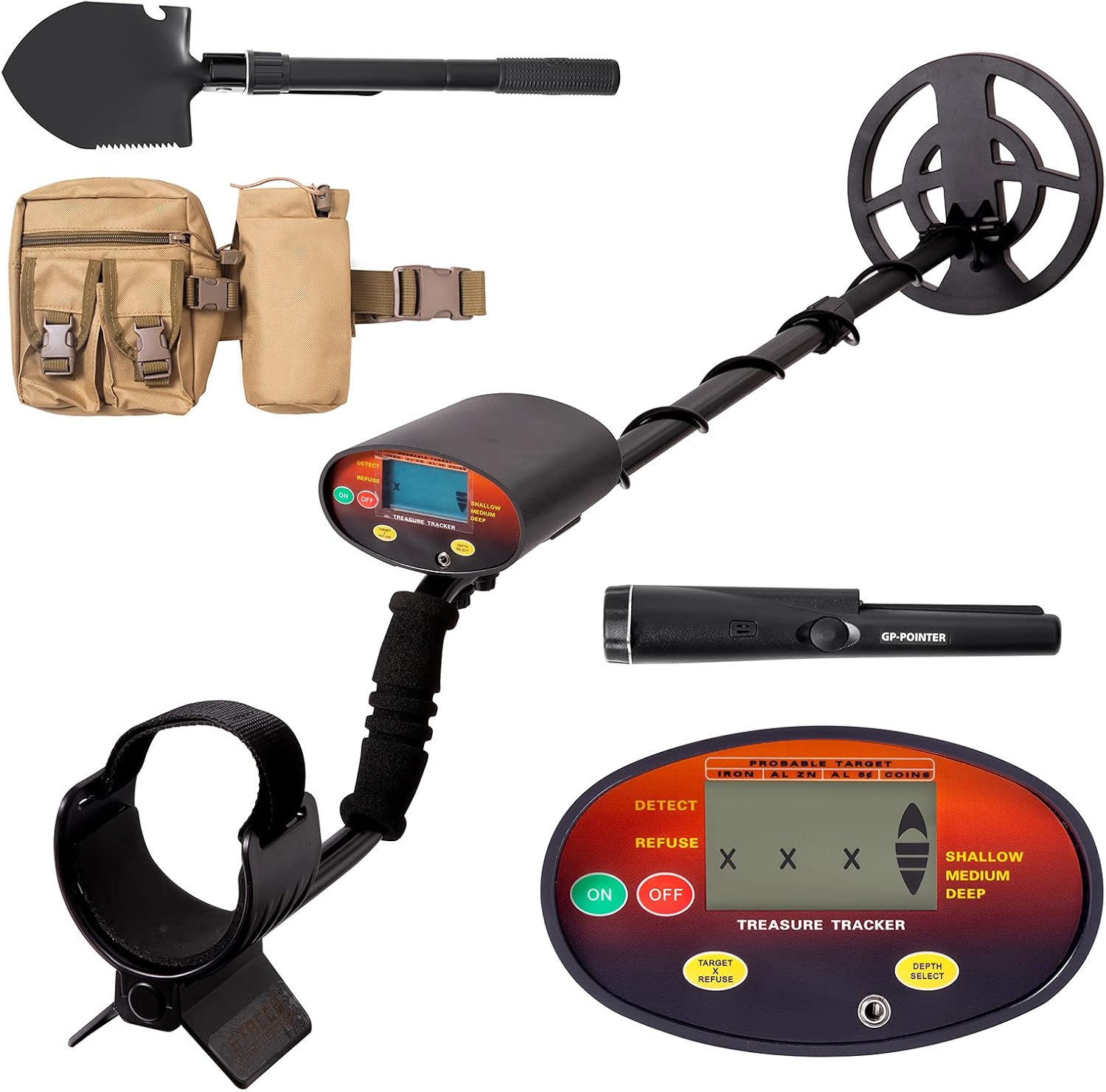 STACCU Metal Detector & Pin Pointer Wand kit ,All Metal Modes,Suitable for Beach, Shallow Water and Other Wild Terrain Exploration Treasure Hunt,Great for Parent-Child Adventure Treasure Hunting