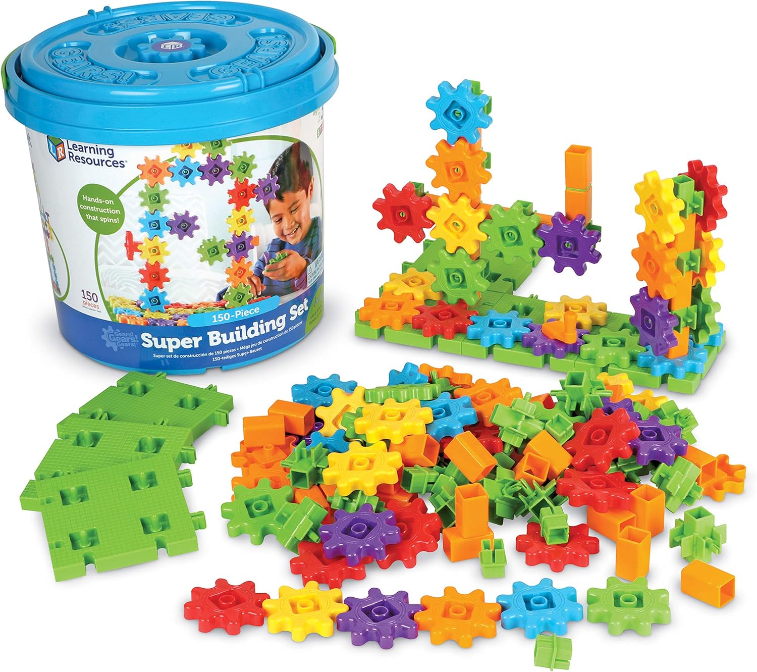 Learning Resources Gears! Gears! Gears! Super Building Toy Set, STEM Toys, Construction Toys, Gears for Kids, 150 Pieces, Ages 3+ Pack of 2