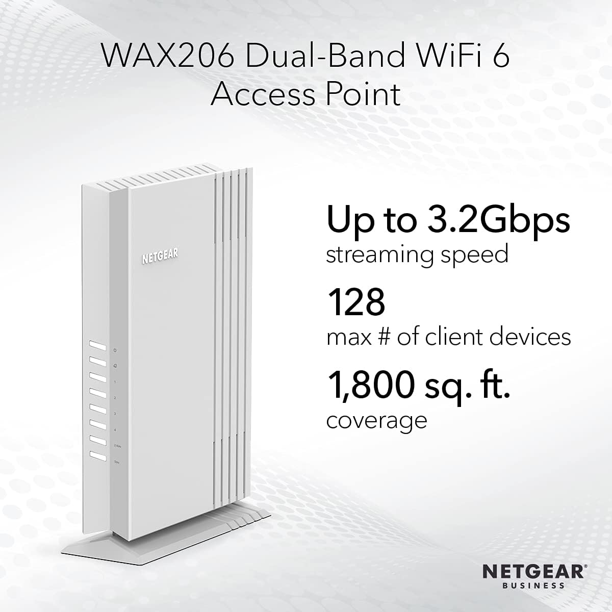 NETGEAR Wireless Desktop Access Point (WAX206)- WiFi 6 Dual-Band AX3200 Speed, 4x1G Ethernet Ports, 1x2.5G WAN, Up to 128 Devices, WPA3 Security, Up to 3 Separate WiFi Networks, MU-MIMO, 802.11ax