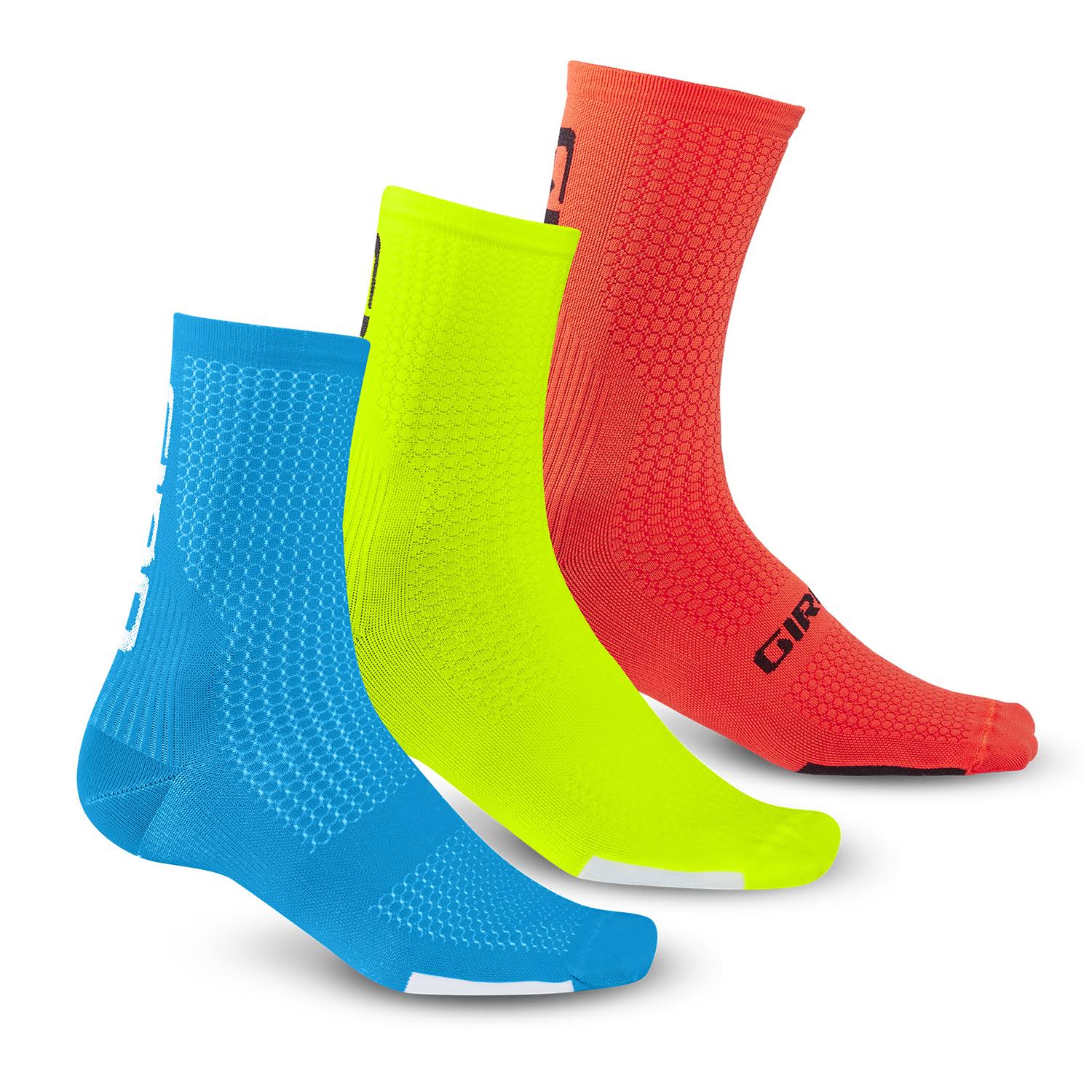 Giro HRC Team 3-Pack - BLUE/HIGHLIGHT YELLOW/VERMILLION - Small
