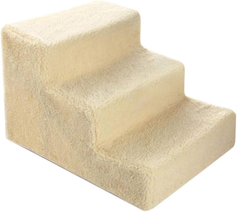 TEHAUX Pet Dog Bed- Practical Pet Jumping Stair Plastic Dog Climbing Stair Funny Cat Playing Ladder (Beige)