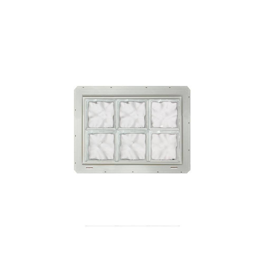 CrystaLok Wavy Pattern Vinyl Glass Block Window (Rough Opening: 25.5-in x 17.75-in; Actual: 24.25-in x 16.75-in)