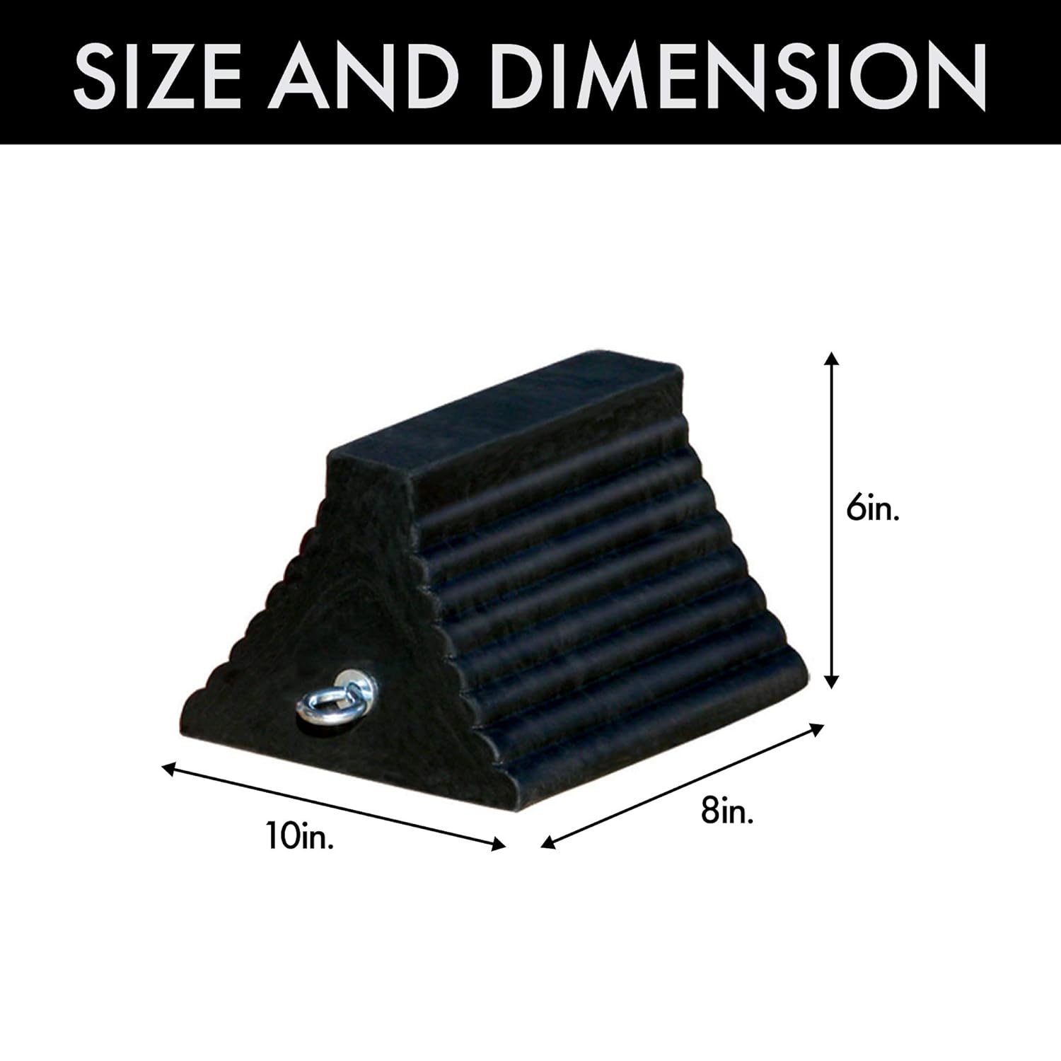 Roadblock RC815 Rubber Wheel Chock with Void Bottom, Black, 10