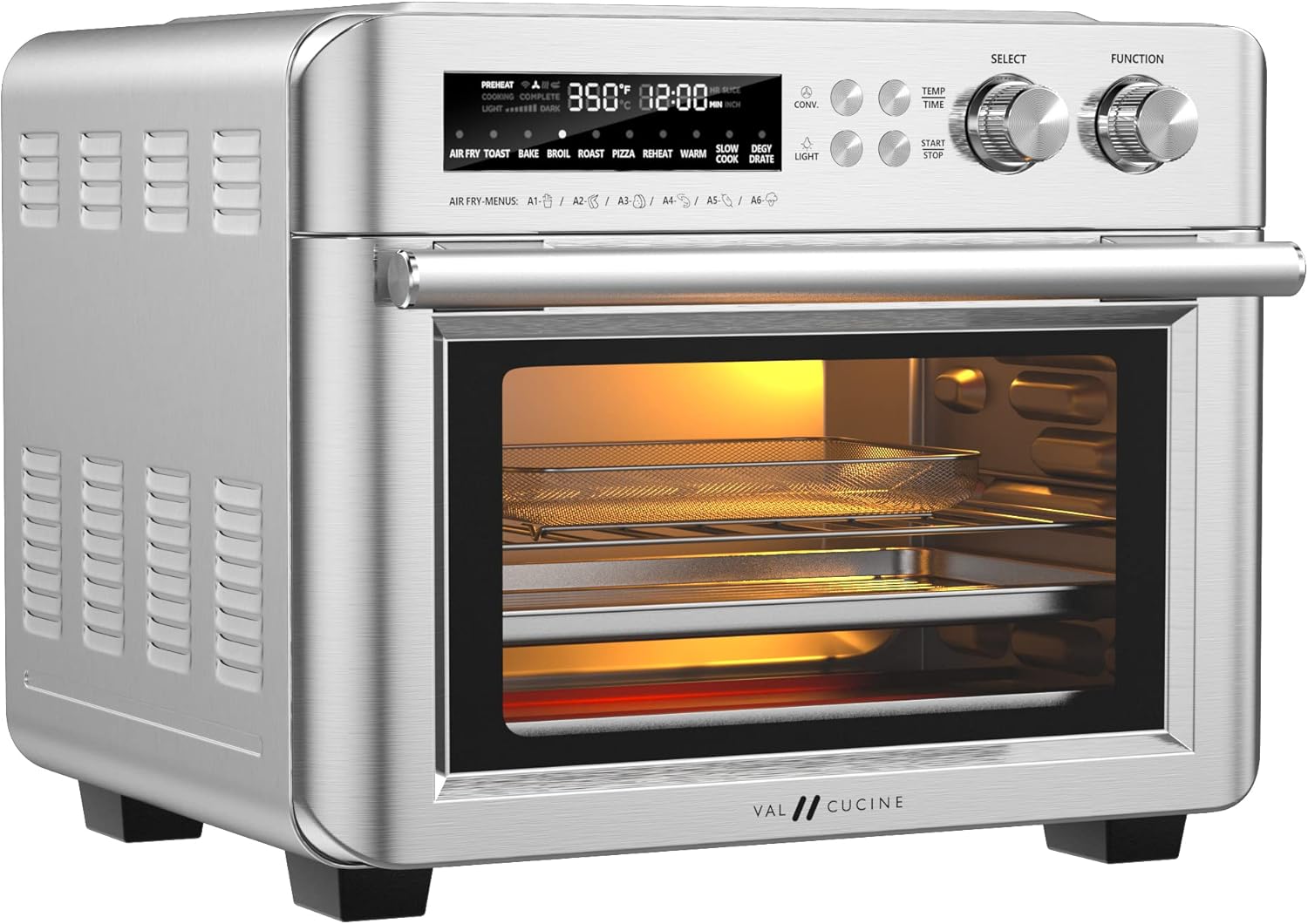 VAL CUCINE 26.3 QT/25 L Extra-Large Smart Air Fryer Toaster Oven, 10-in-1 Convection Countertop Oven Combination，Black Matte Stainless Steel