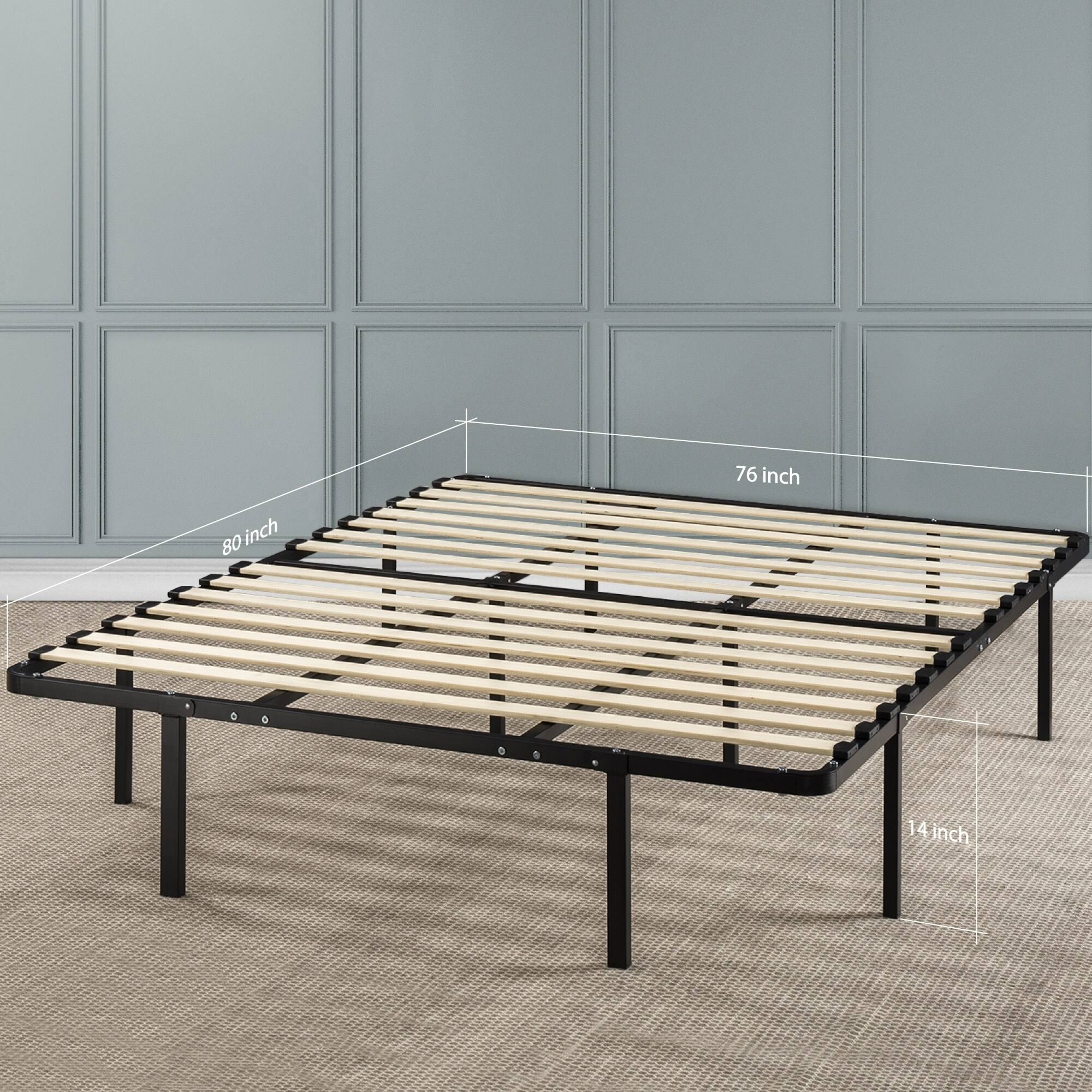 Crown Comfort 14 inch Black Platform Bed with Wood Slat Mattress Foundation - King