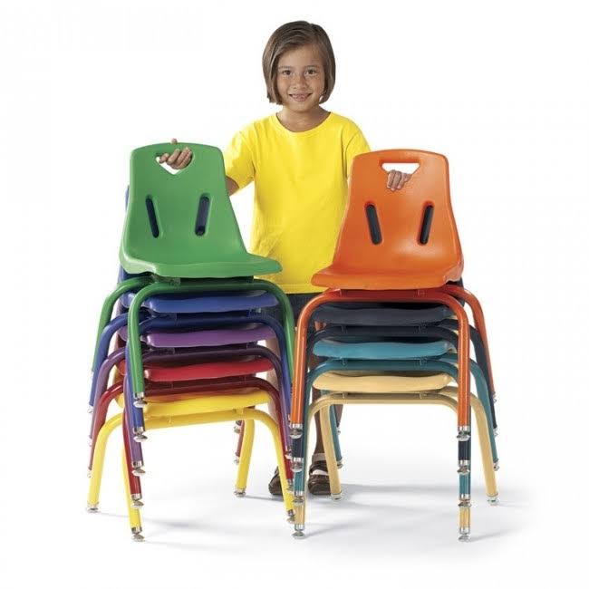 Berries Stacking Chairs with Chrome-Plated Legs - 12x22 HT - Set of 6 - Yellow