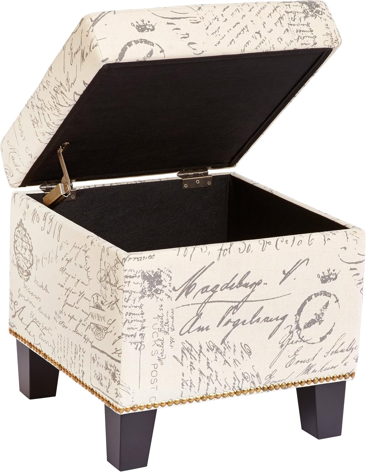 FIRST HILL FHW Living Storage Ottoman, Small, Black Pack of 2