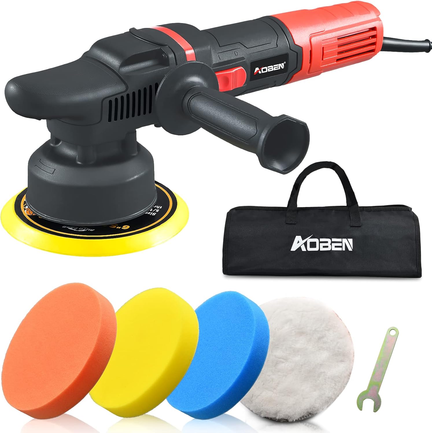 AOBEN Car Buffer Polisher,6 inch Dual Action Polisher,Random Orbit Buffer Polisher kit with 6 Variable Speed 0-4500rpm,Detachable Handle,4 Buffing Pads for Car detailing Polishing and Waxing Pack of 2