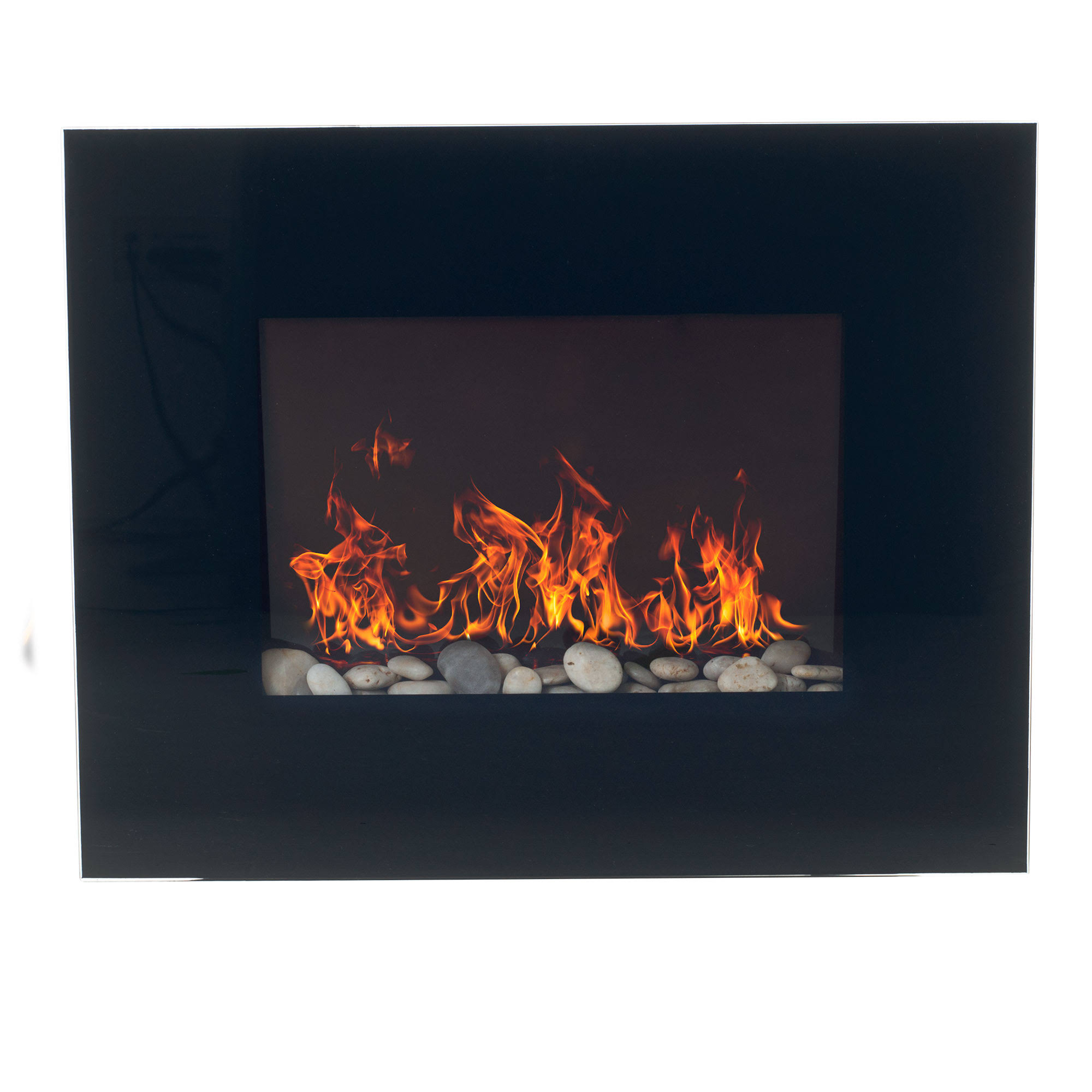 Northwest Black Glass Panel Electric Fireplace Wall Mount u0026 Remote