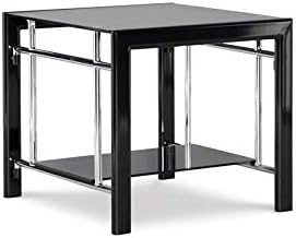 Powell Dart Glass and Metal End Table in Black