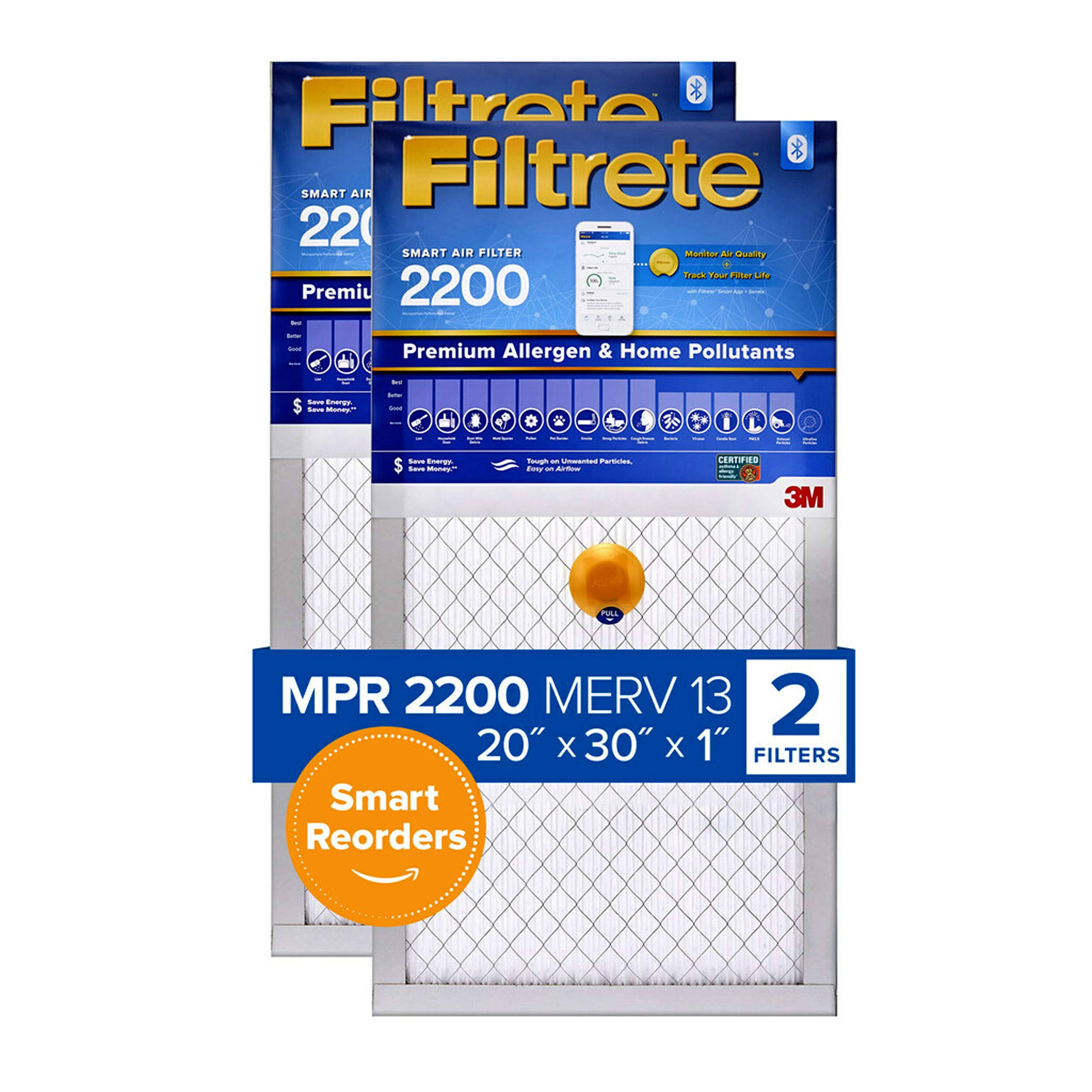Filtrete 20x30x1 Smart Replenishable AC Furnace Air Filter, MPR 2200, Premium Allergen u0026 Home Pollutants, 2-Pack