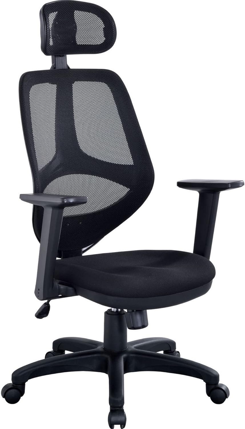 Benjara Adjustable and Breatheable Gaming Chair, Black