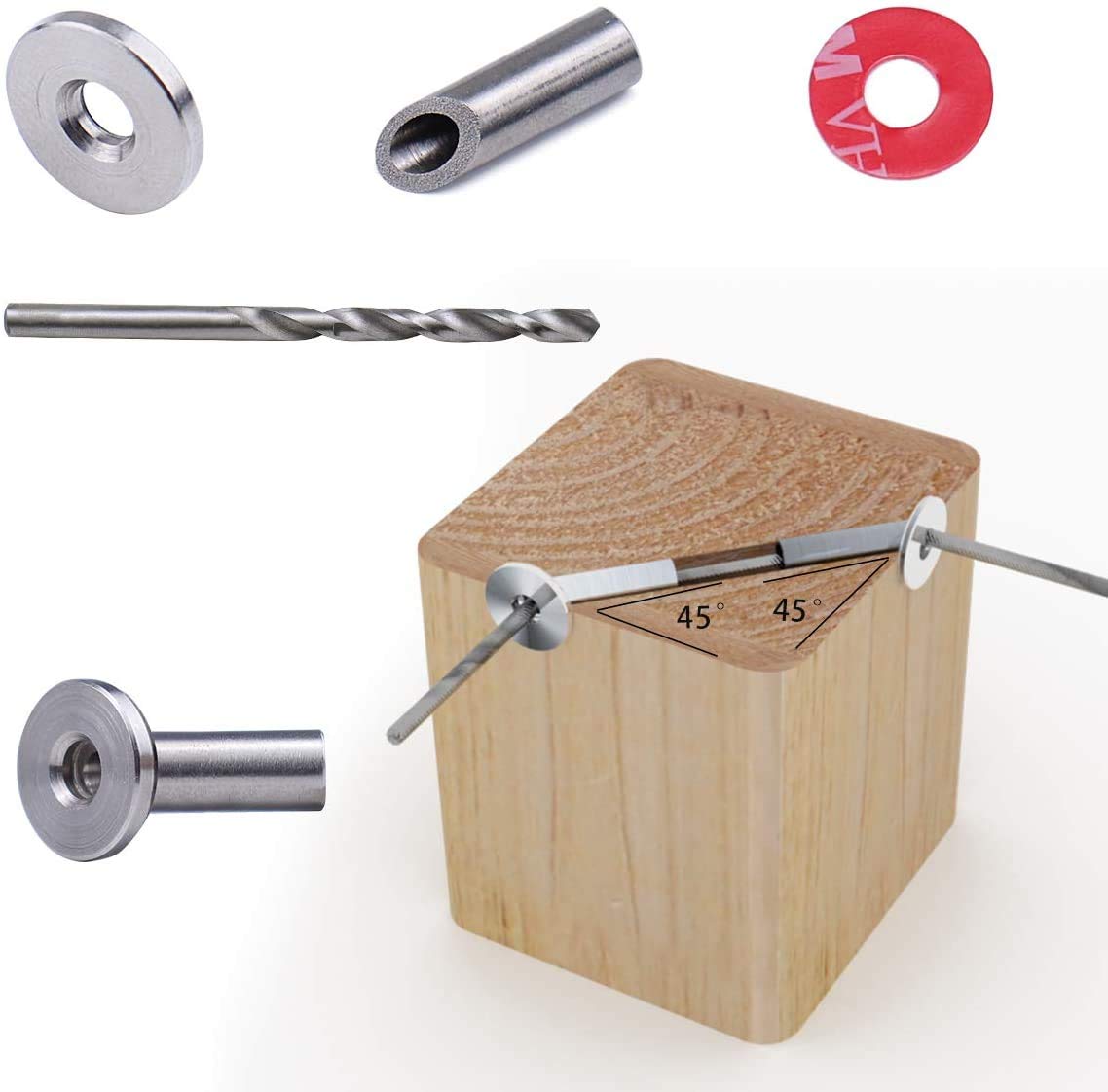 Muzata 40Pack Cable Railing Kit Angled Protective Grommet for 90 Degree Corner 45 Degree L Shape Protector Sleeve for 1/8