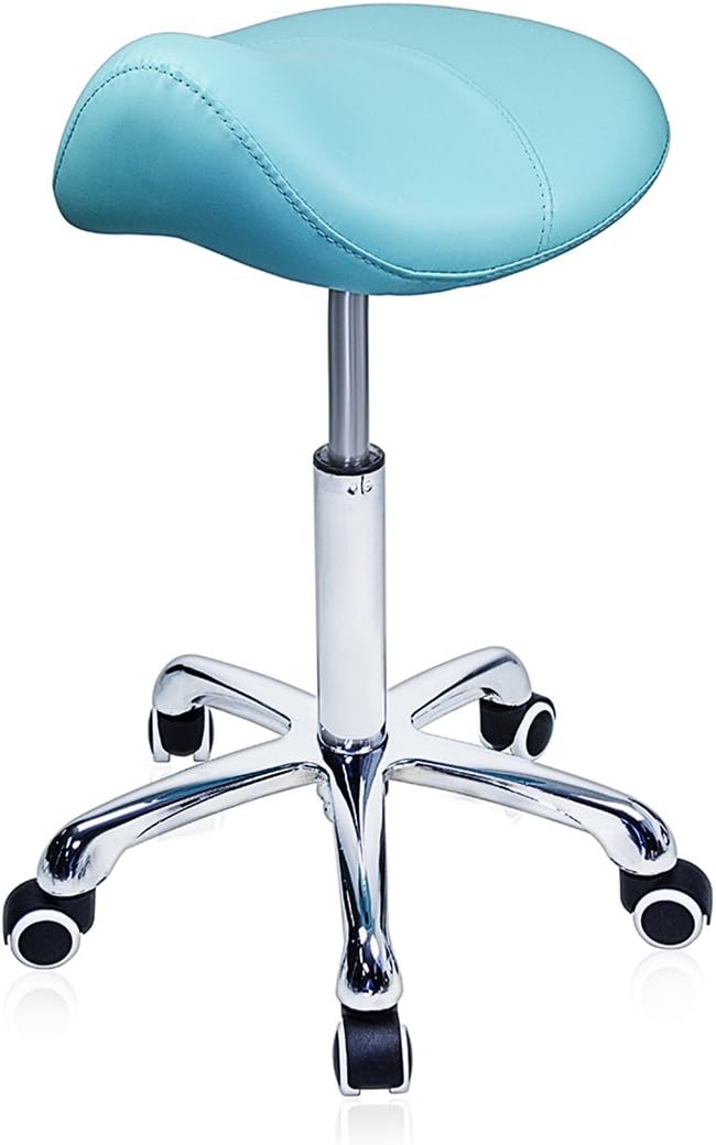 Grace&Grace Professional Saddle Stool Series Hydraulic Swivel Comfortable Ergonomic Stool with Heavy Duty Metal Base for Clinic Dentist Spa Massage Salons Studio (with Bell Glides, Black)