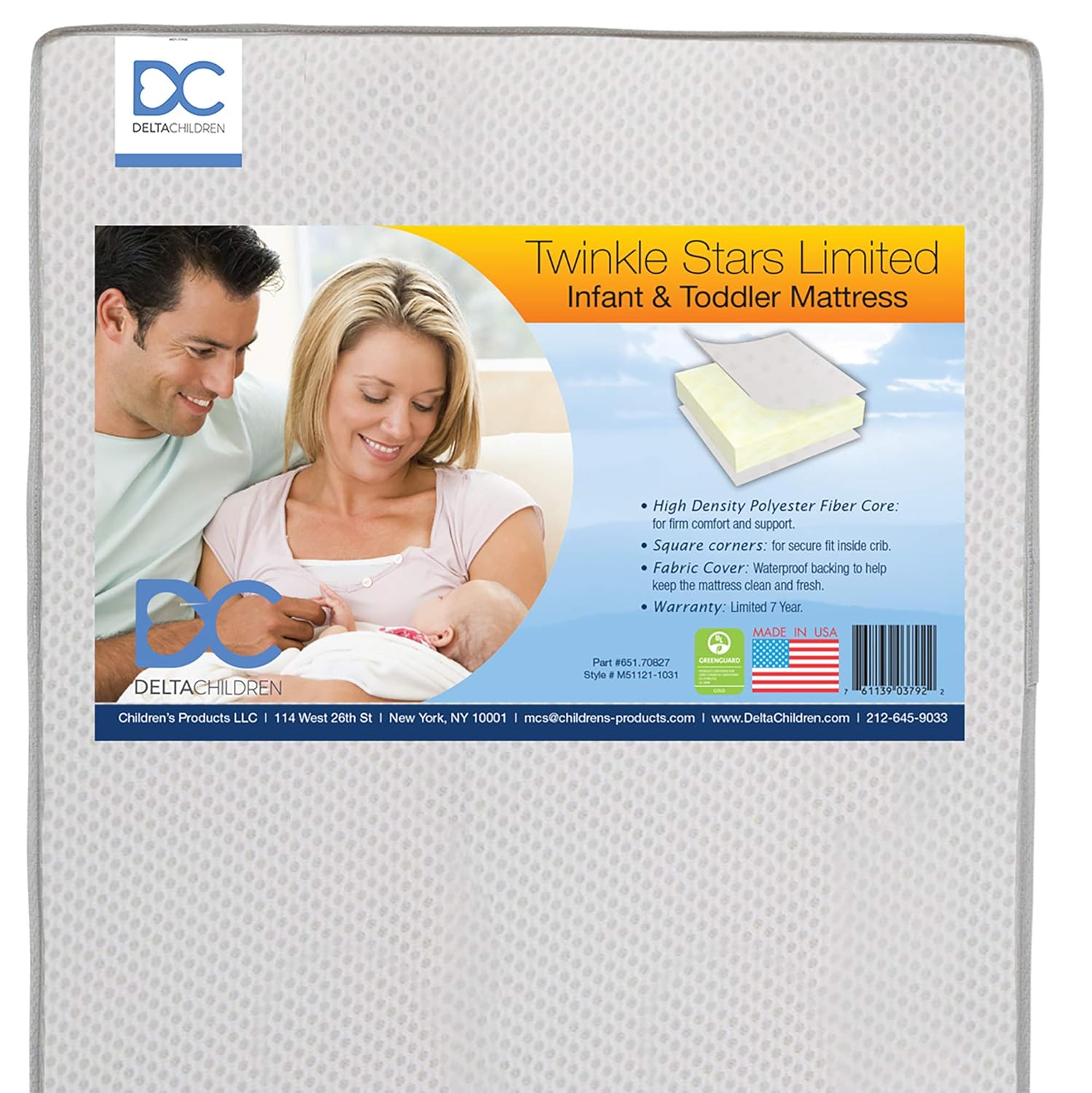 Delta Children Twinkle Stars Limited Premium Recycled Fiber Core Crib and Toddler Mattress - Airflow Cover - Waterproof - GREENGUARD Gold Certified - Trusted 7 Year Warranty - Made in USA Pack of 2