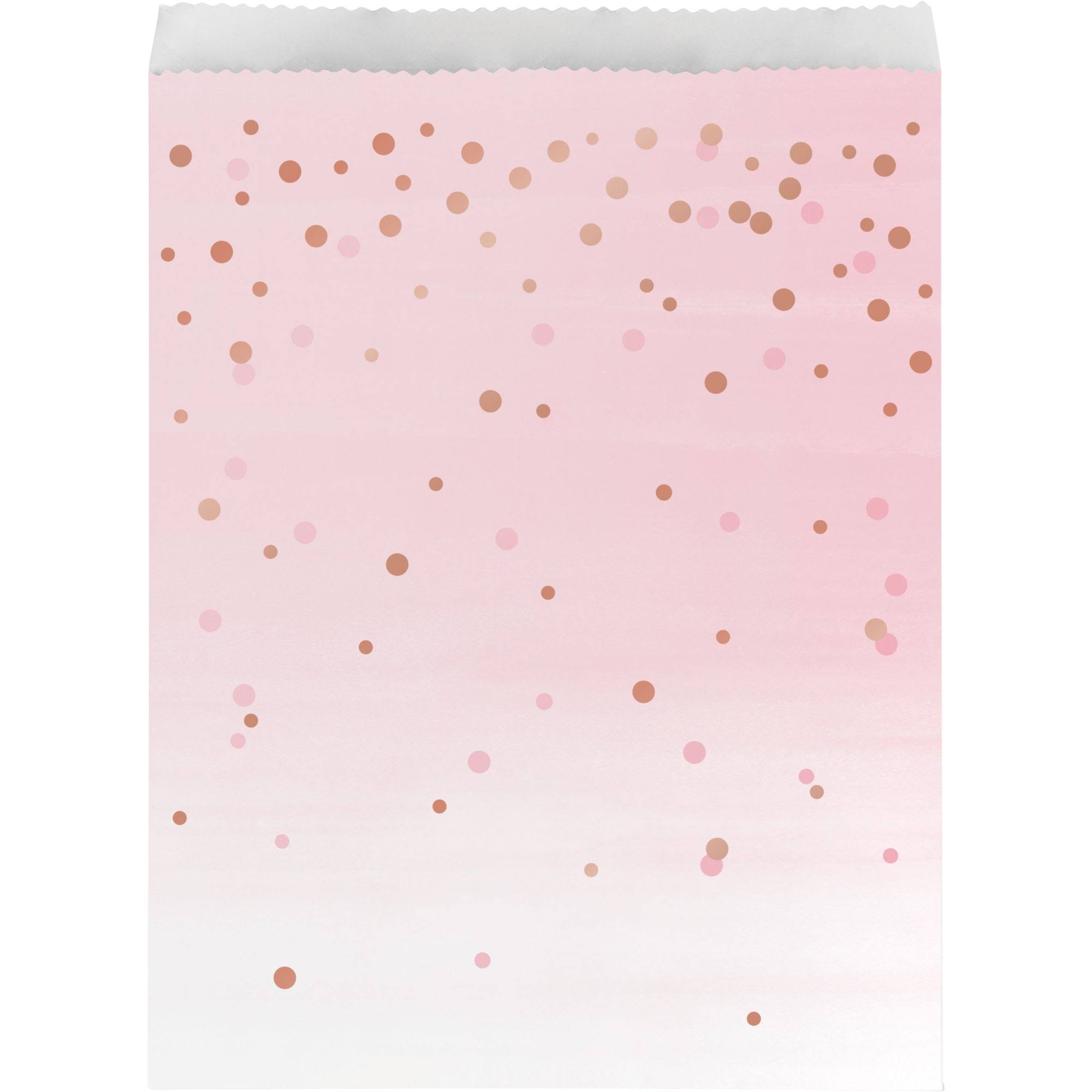 Club Pack of 120 Pink and Brown Polka Dotted Large Treat Bags 8.75x22