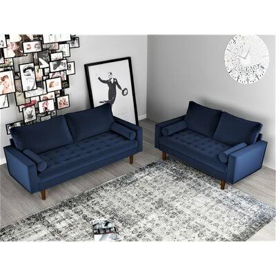 Womble 2 Piece Living Room Set Mercer41 Fabric: Space Blue