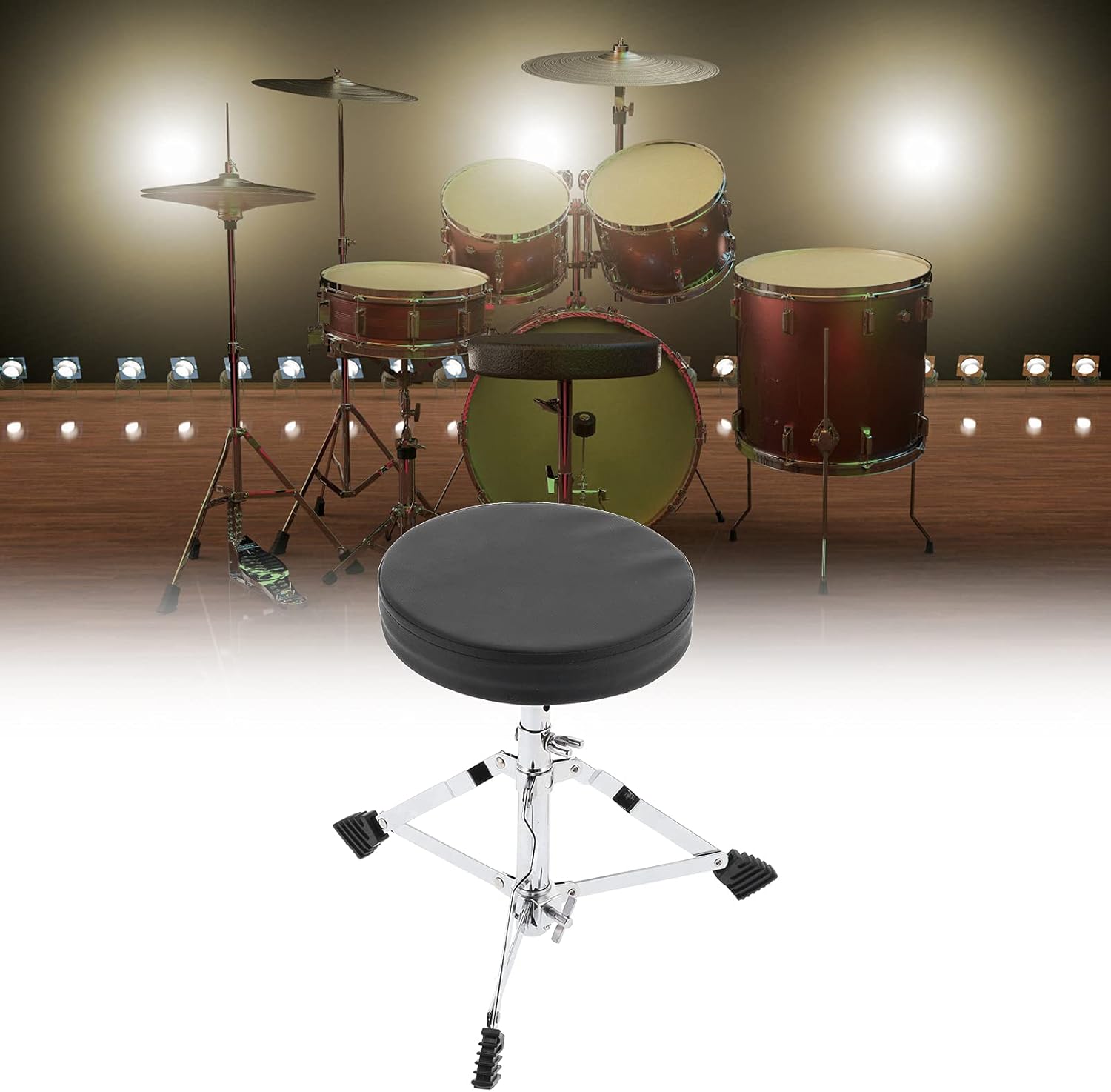 GOTOTOP Drum Stool with Drum Sticks, Adjustable Drum Throne with Padded Seat Portable Height Drumming Stools for Electric Drum Set, Kids, Adult, Max Load 150 kg Pack of 2