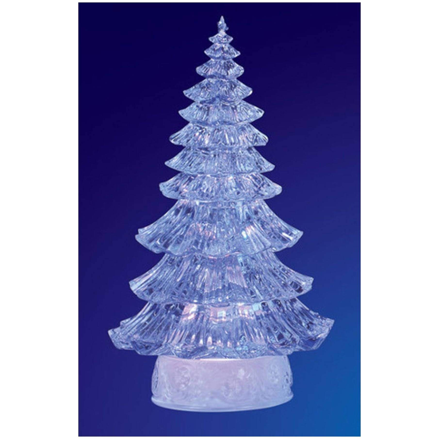 CC Christmas Decor Pack of 2 Icy Crystal Illuminated Traditional Christmas Tree Figures 12x22