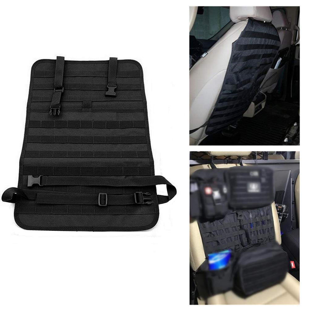 FIRECLUB Car Seat Back Organizer, Tactical MOLLE Vehicle Panel Car Seat Cover Protector Universal Fit 44x57cm