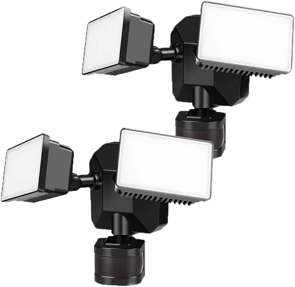 Outdoor Security Lights Motion Sensor, Dusk to Dawn Keep On or Motion On/Off LED Floodlight Cored 120V, 5000K Multi-Purpose, ETL Approved Flood Lights for Garage/Porch/Yard, 2-Pack, GLEEBOM