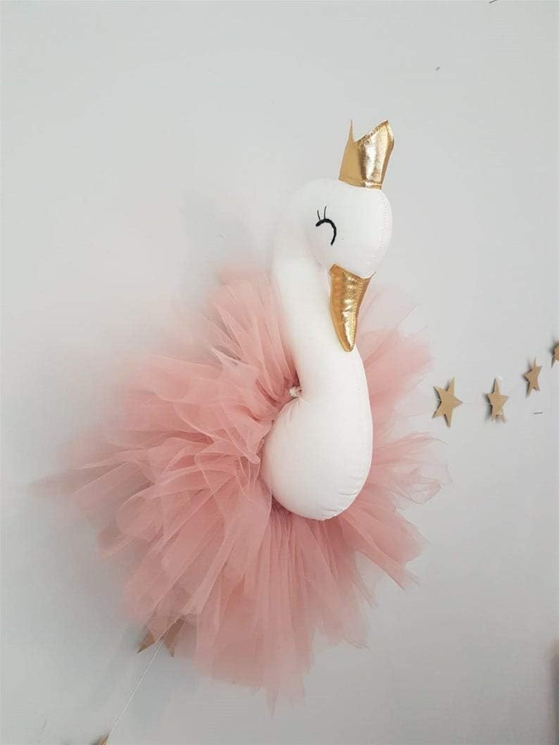 Myshop Swan Head for Princess Nursery Kids Room Decor Wall Decor Taxidermy Swan Head Nursery Decor Swan Nursery Decor Wall Mount Stuffed Plush Animal Head Pack of 2