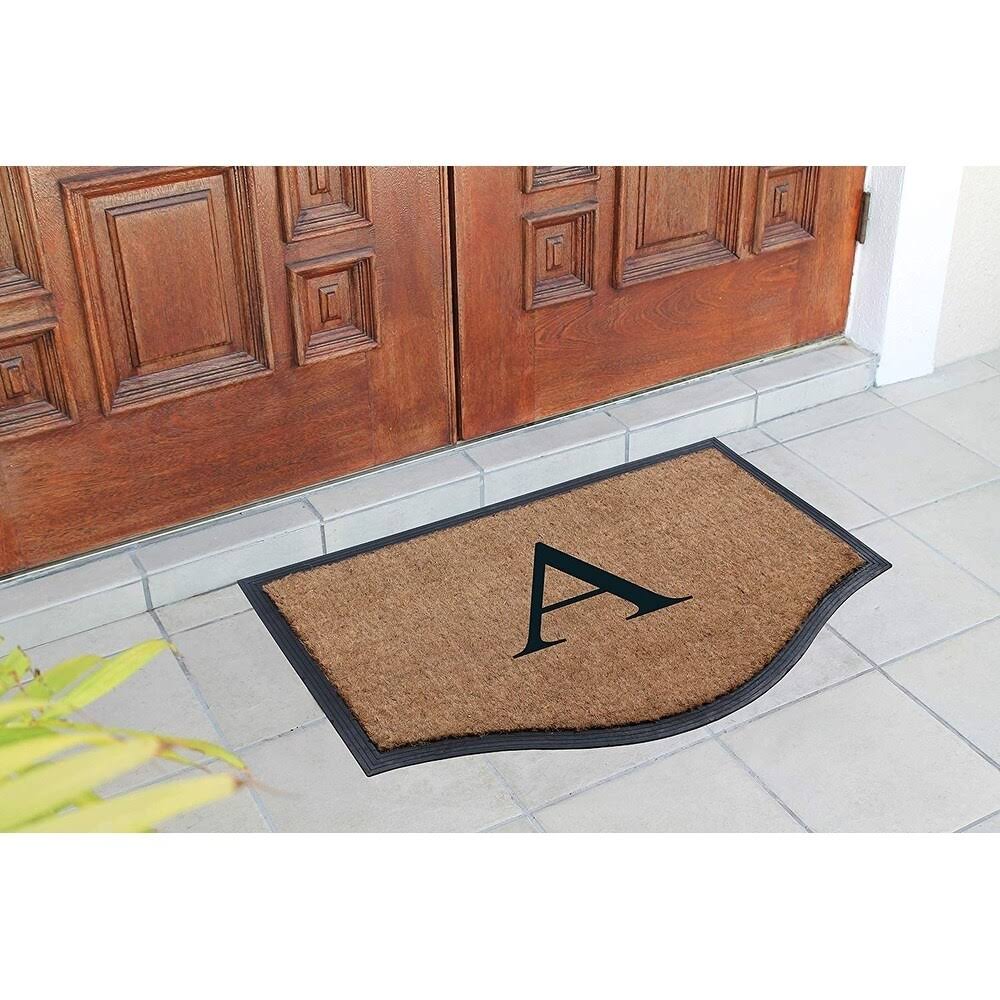 A1 Home Collections A1hc Black/Beige 23.6 in. x 37.4 in. Rubber and Coir Non-Slip Extra Large Heavy Duty Monogrammed A Double Do
