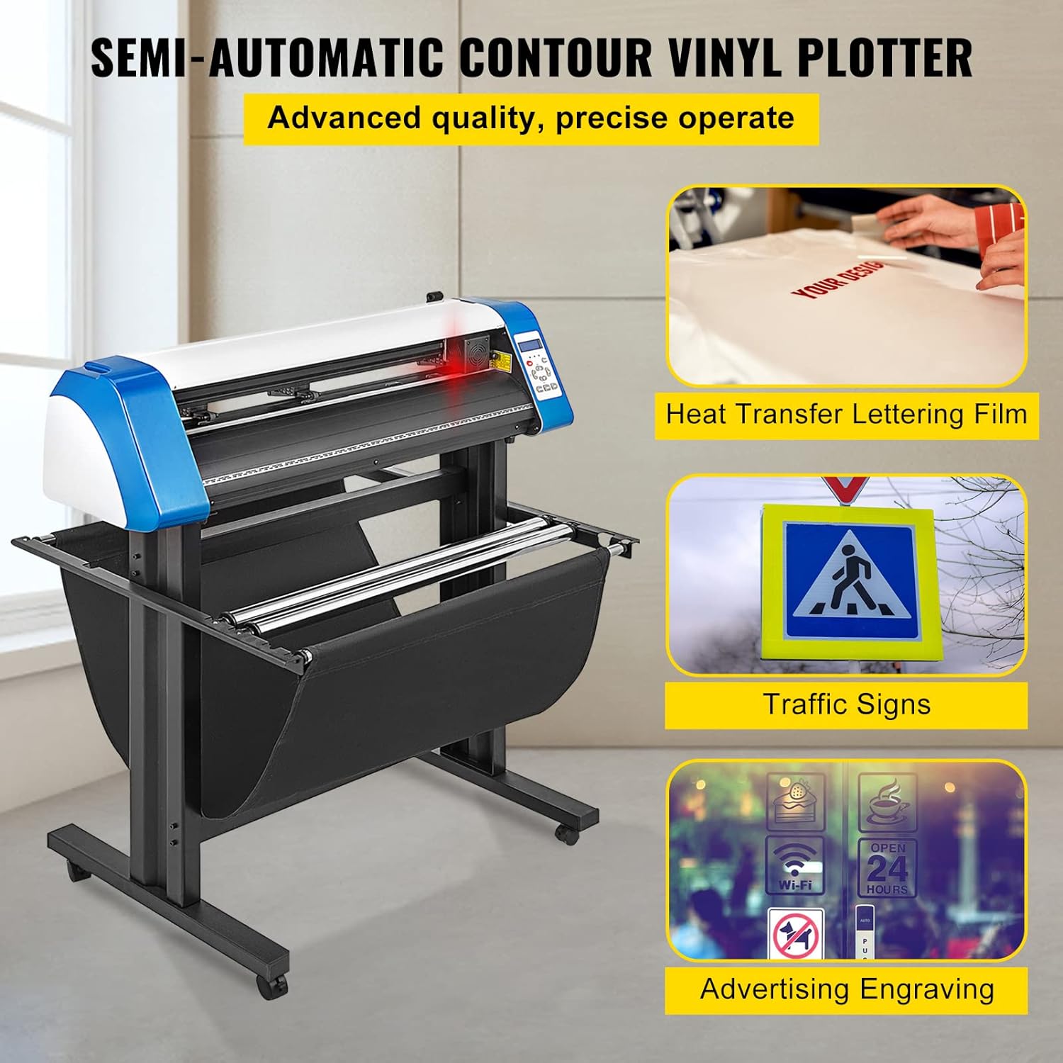 VEVOR Vinyl Cutter 34 Inch Vinyl Cutter Machine Semi-Automatic DIY Vinyl Printer Cutter Machine Manual Positioning Sign Cutting with Floor Stand Signmaster Software