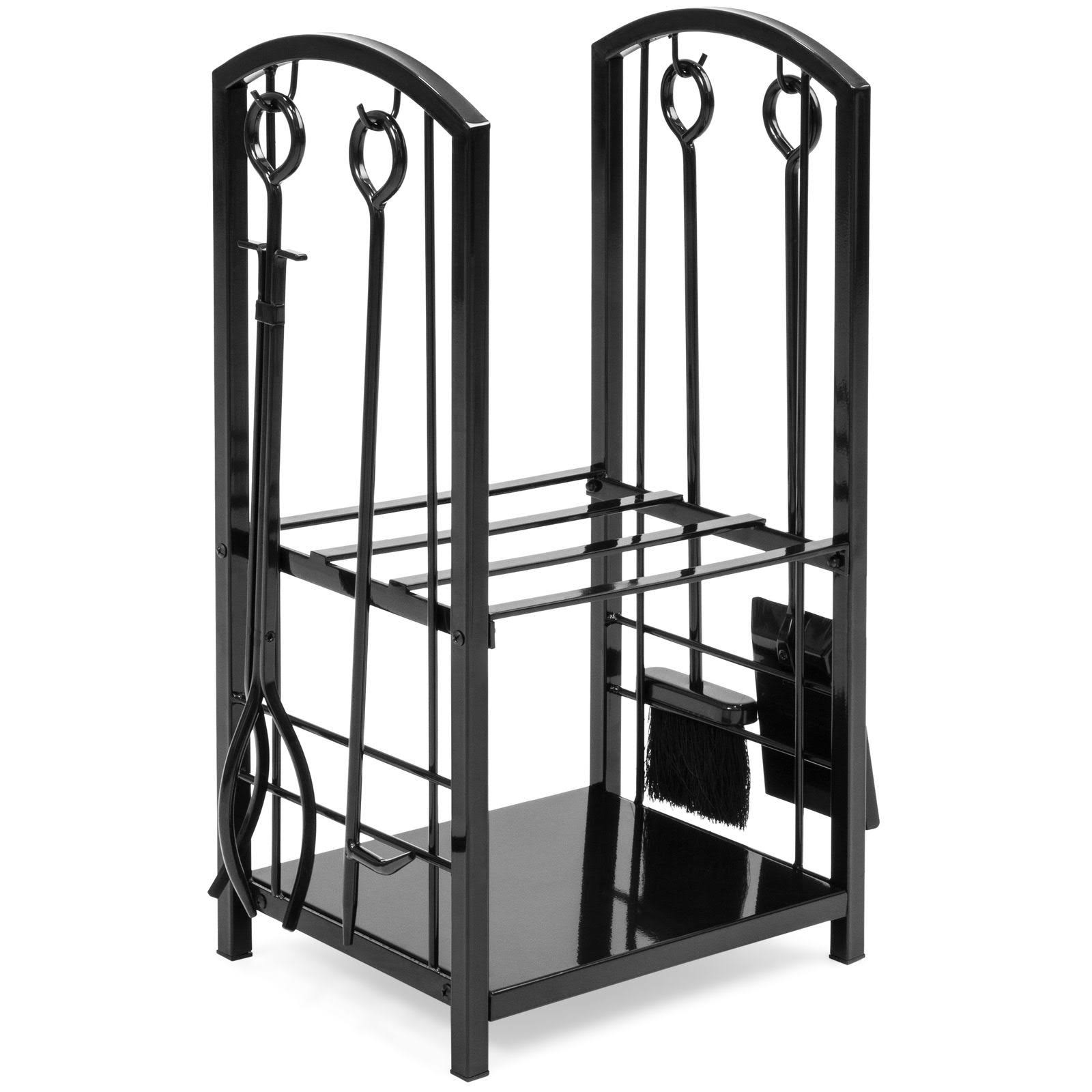 Best Choice Products Indoor/Outdoor Stackable Firewood Log Rack Holder Storage Set, Black