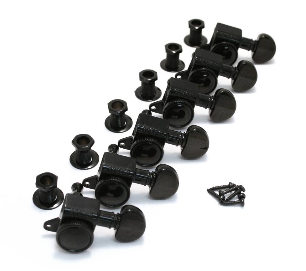 Grover 505BC6 Mini Roto-Grip Locking Rotomatics Tuners - 6-In-Line - Black Chrome