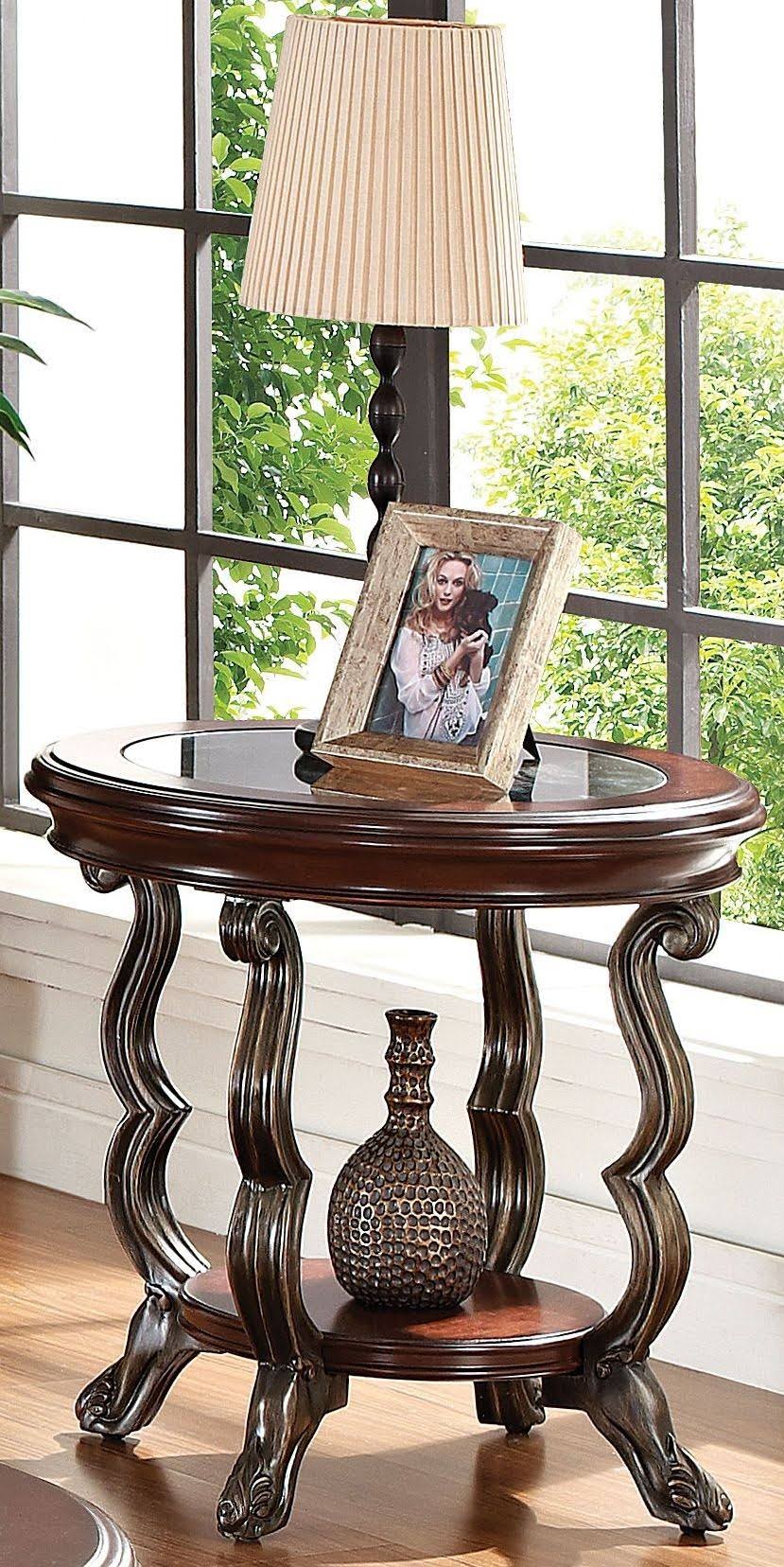 Acme Furniture 80121 Bavol End Table Cherry u0026 Brown